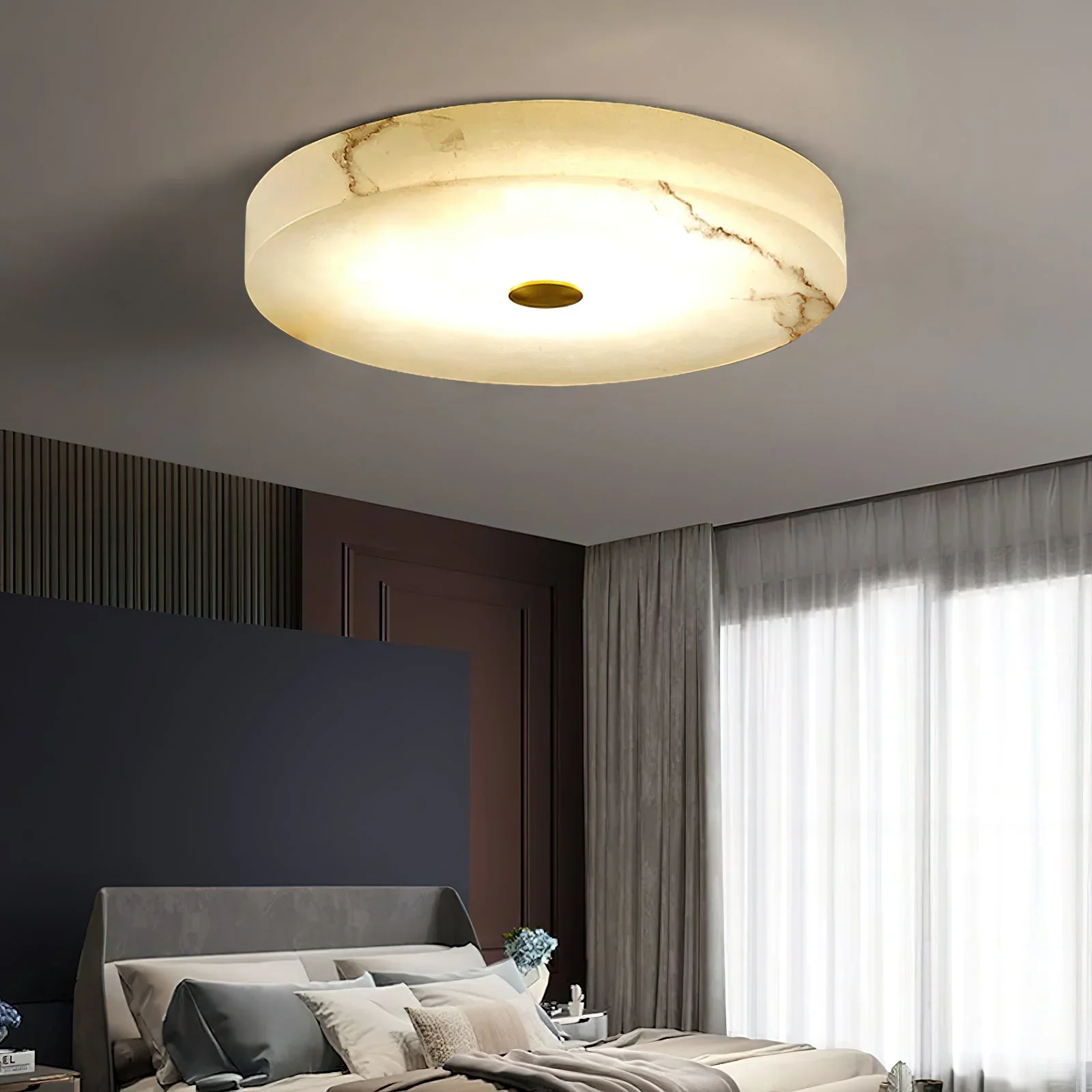 Round Sophie White Alabaster Ceiling Lamp - Image 9
