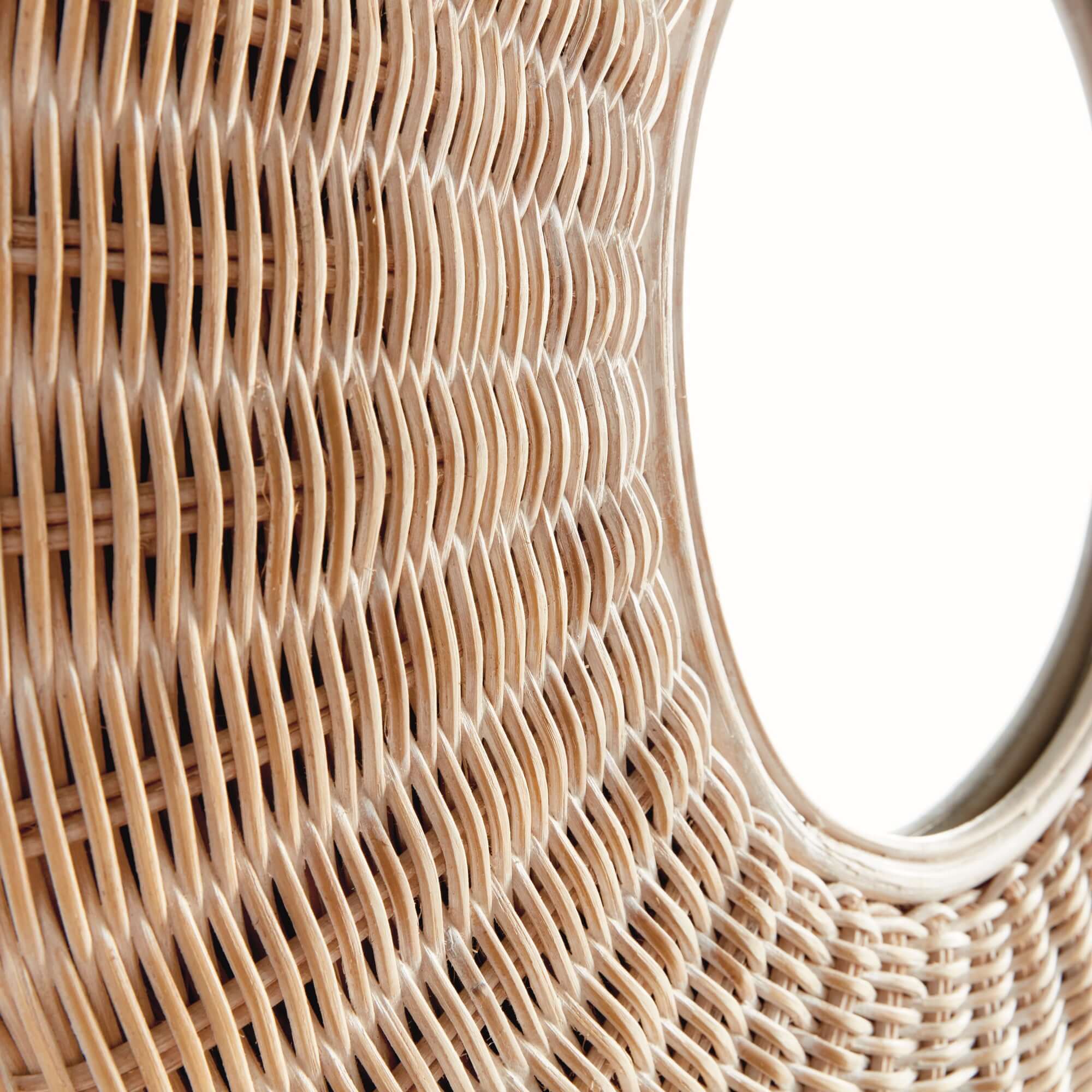 Round Woven Rattan Wall Mirror - Image 2