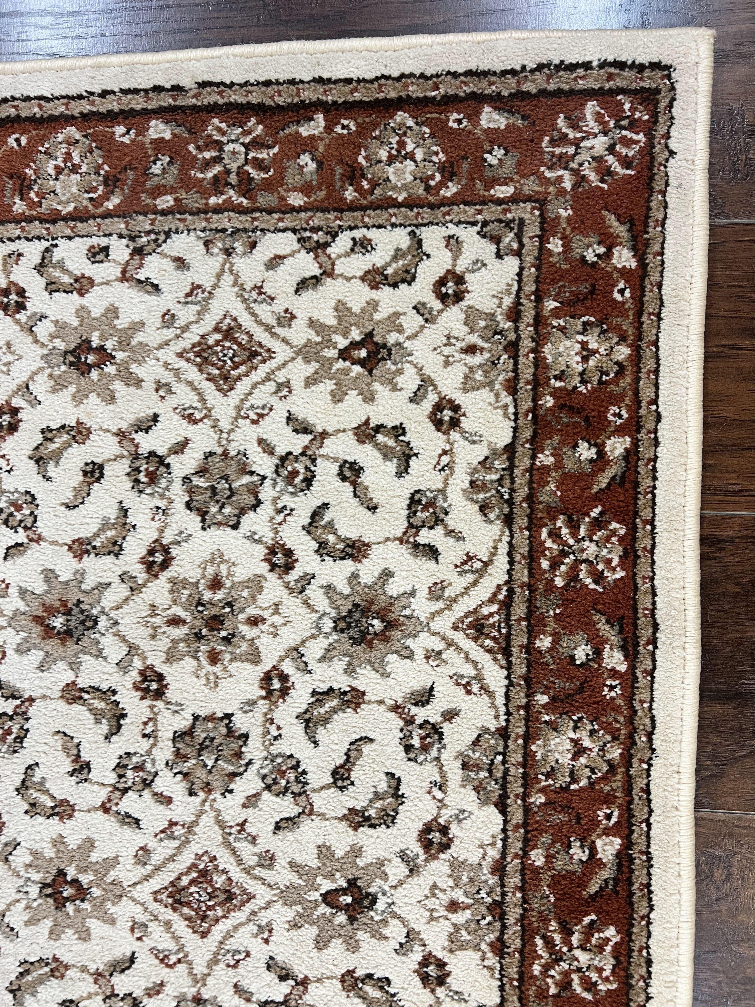 Runner Rug 2 x 7.6, Skinny Runner, Oriental Rug for Hallway, Ivory & Rust Red, Floral Allover - Image 7