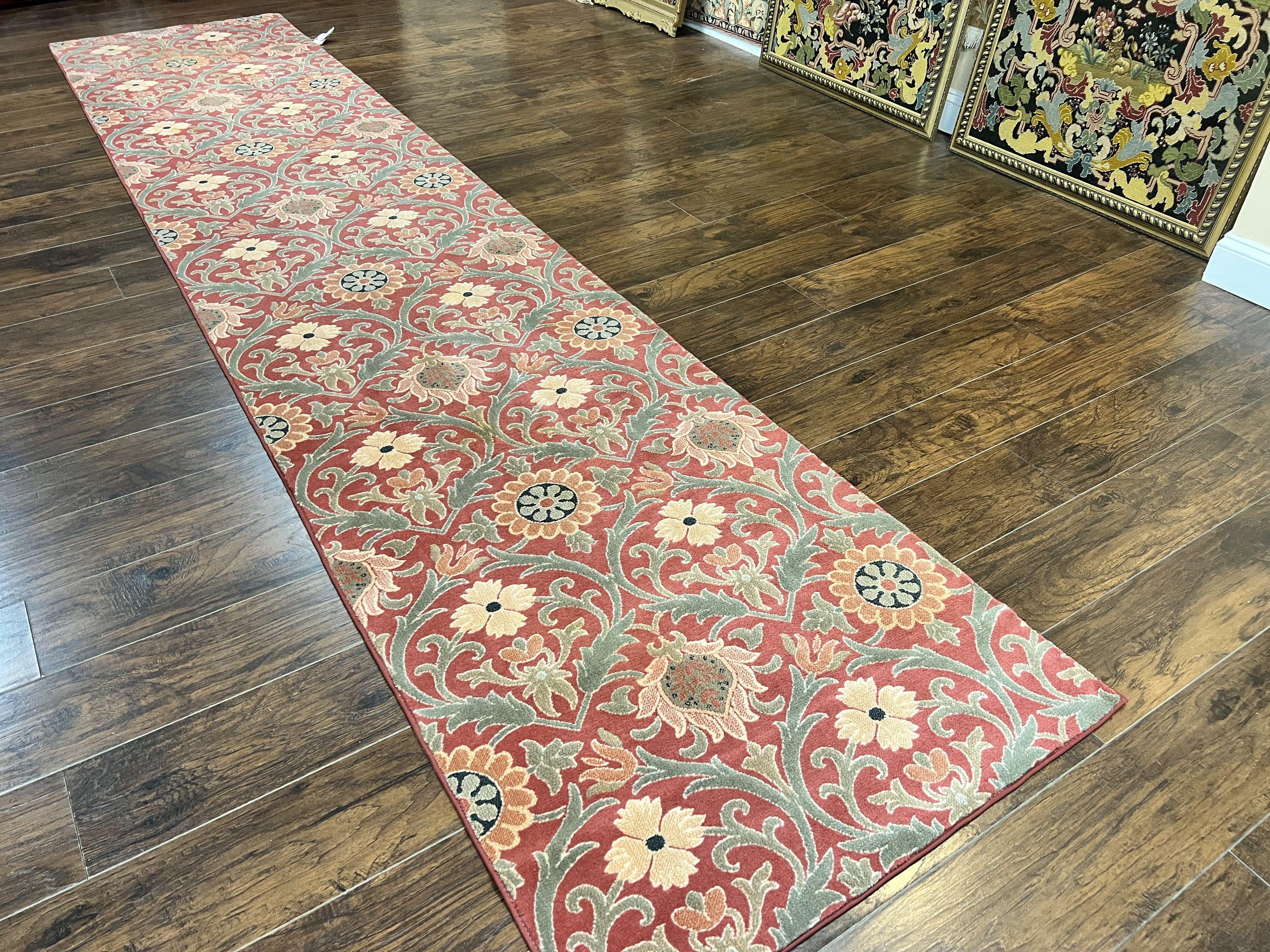 Runner Rug 3 x 14.7, Long Hallway Rug, Wool, Power Loomed, Contemporary, Floral - Image 2