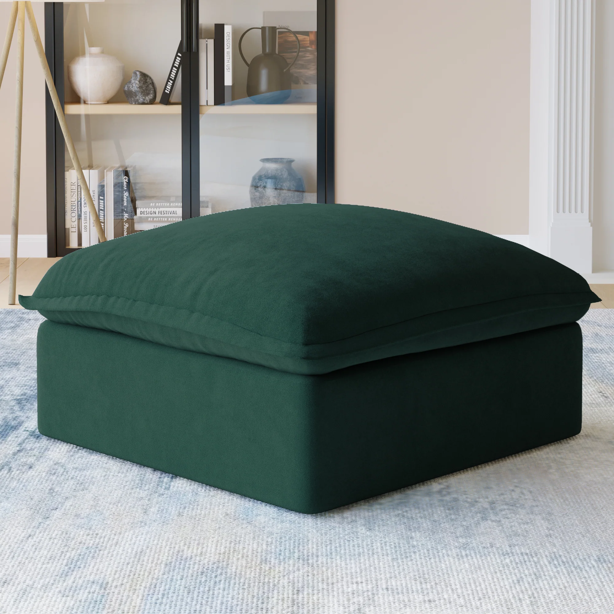 Sabi Modular Boucle Cloud Sofa - Green - Single Ottoman