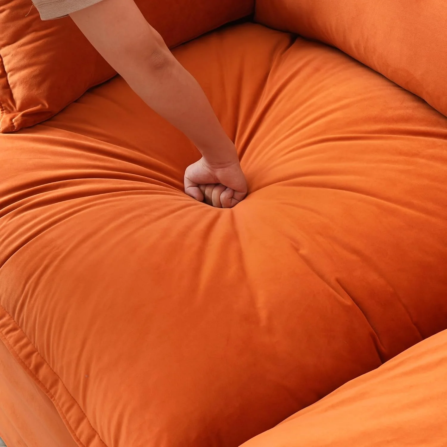 Sabi Modular Boucle Cloud Sofa - Orange - 3-Seater Sofa - Image 5