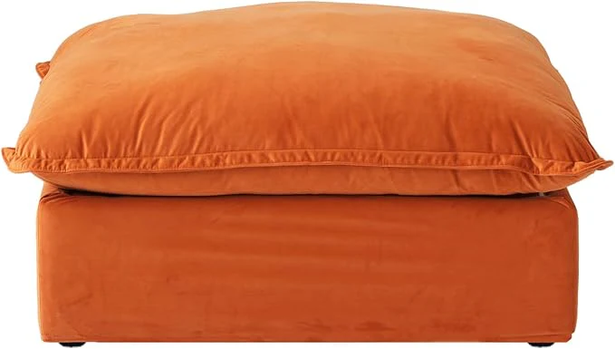 Sabi Modular Boucle Cloud Sofa- Orange - Single Seater Sofa with Ottoman - Image 2