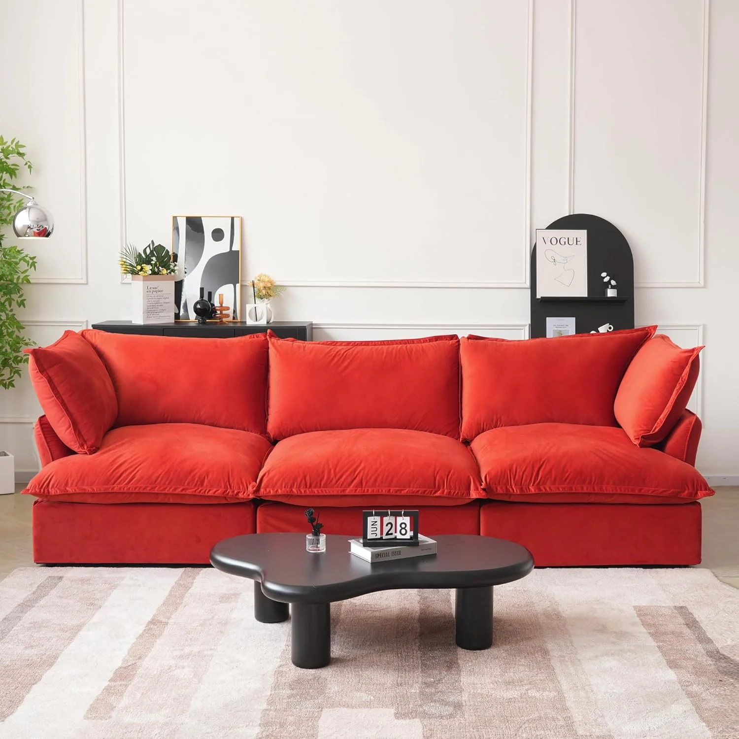 Sabi Modular Boucle Cloud Sofa - Red - 3-Seater Sofa