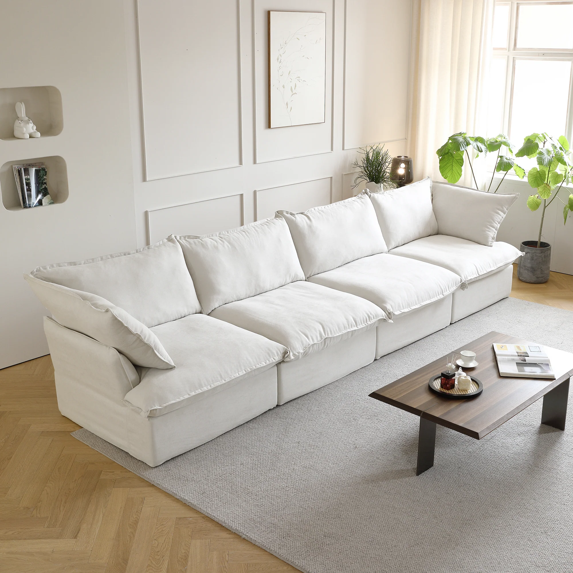 Sabi Modular Boucle Cloud Sofa - Snow White - 4-Seater Sofa - Image 2