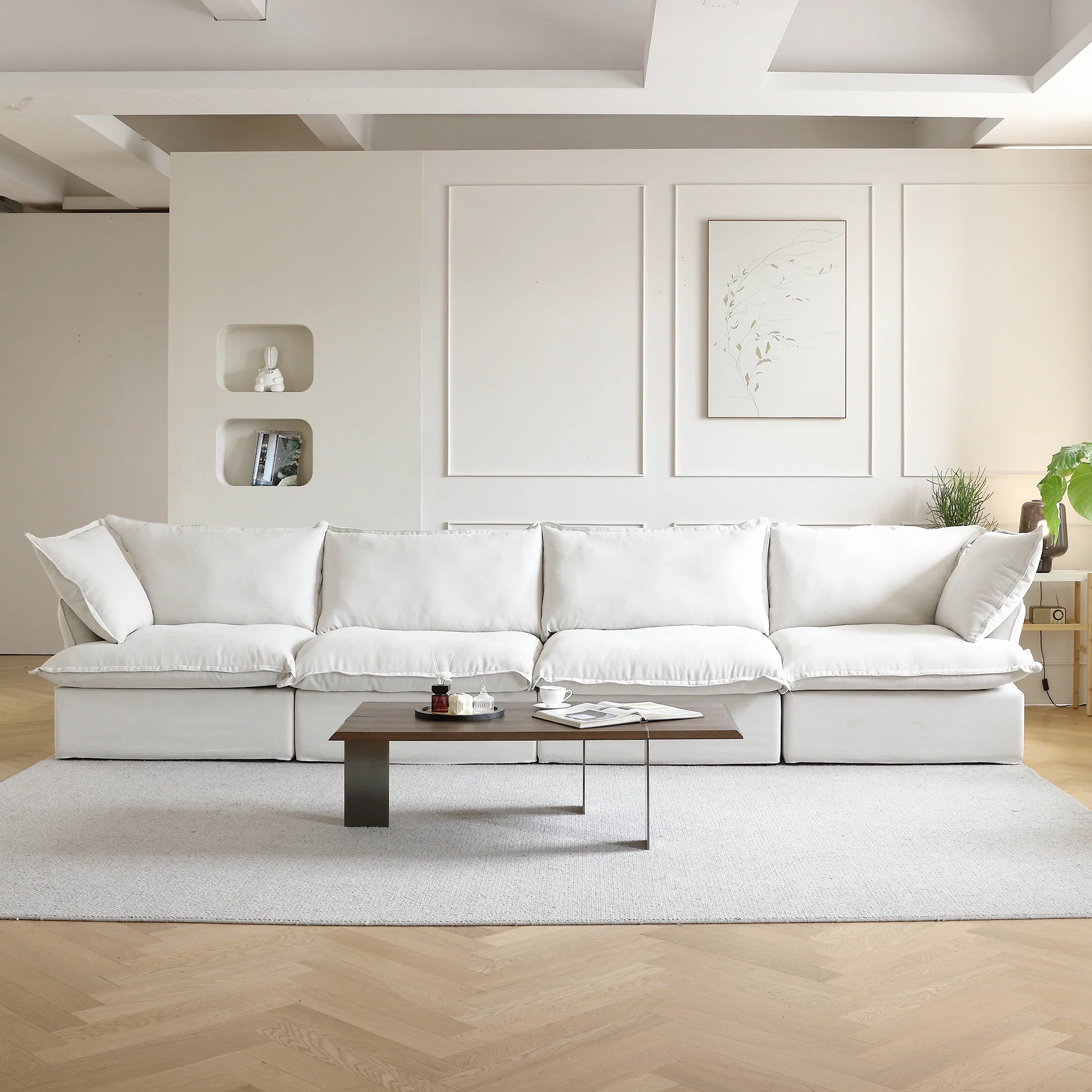 Sabi Modular Boucle Cloud Sofa - Snow White - 4-Seater Sofa - Image 3