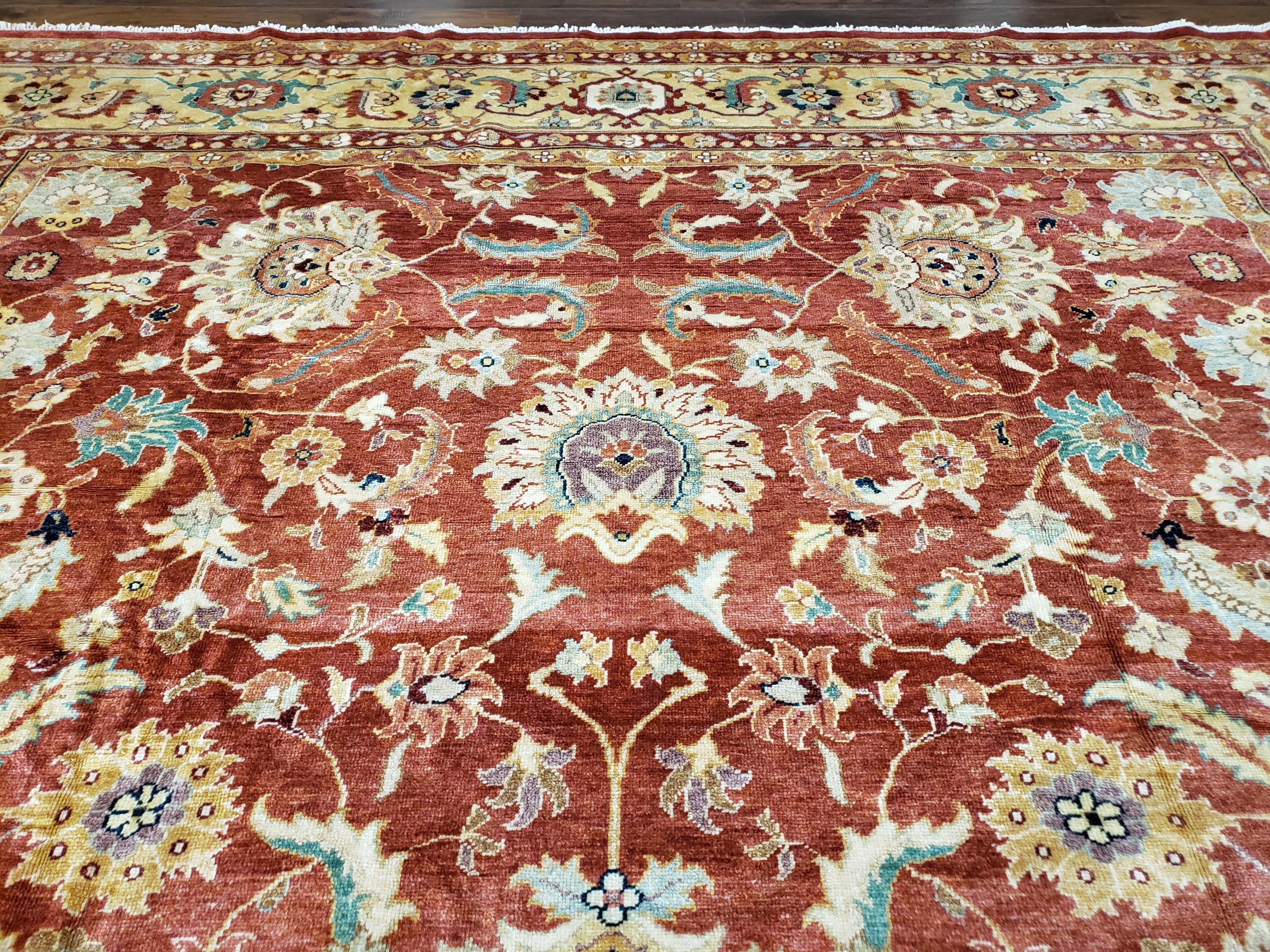 Safavieh Room Sized Rug 10x14, Wool Hand-Knotted Auburn Red & Light Gold Egyptian Mahal Oriental Carpet, 10 x 14 Large Living Room Rug - Image 11