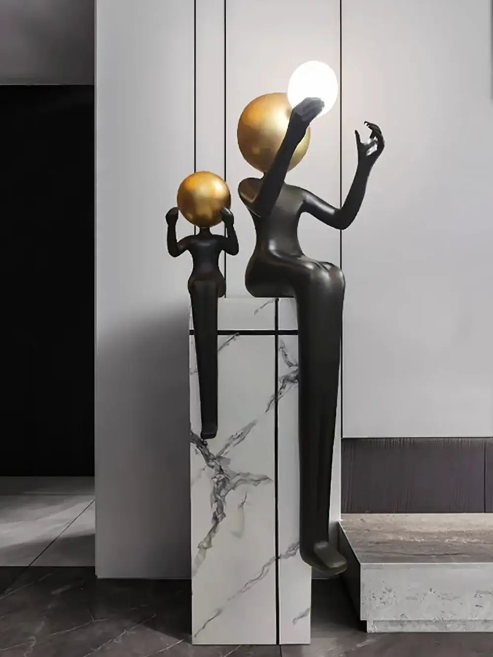 Seated Double Figure Sculpture Floor Lamp - Image 10