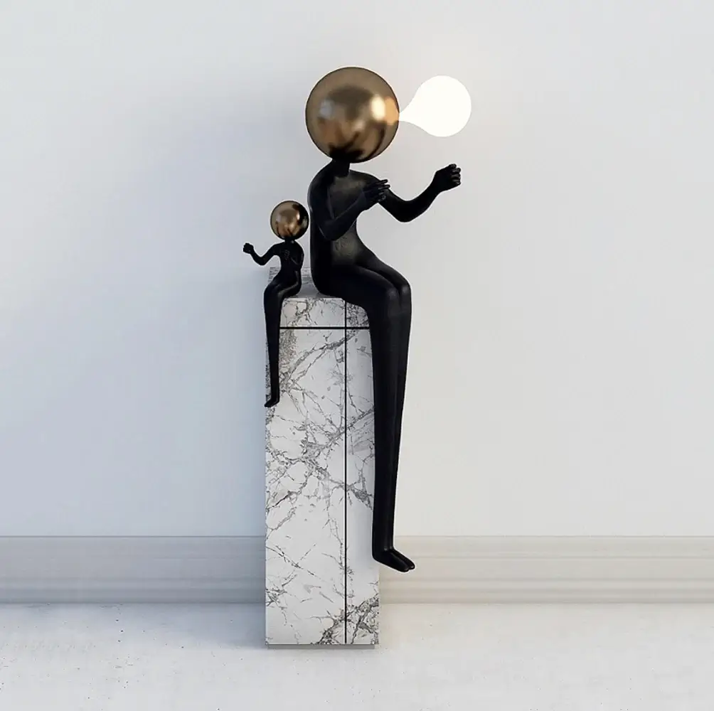 Seated Double Figure Sculpture Floor Lamp - Image 12