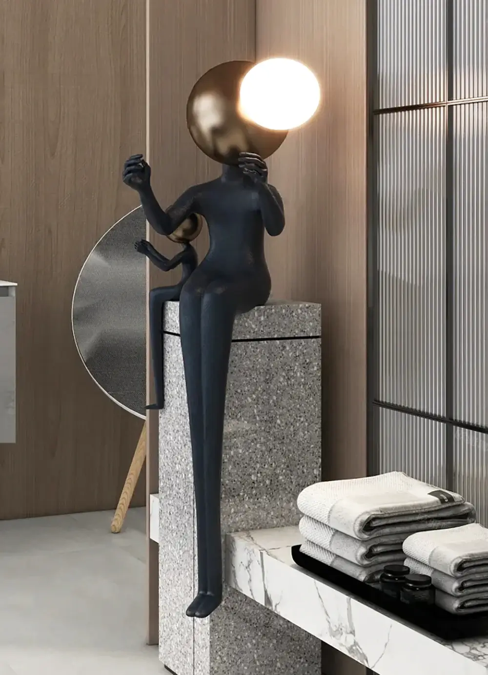 Seated Double Figure Sculpture Floor Lamp - Image 6