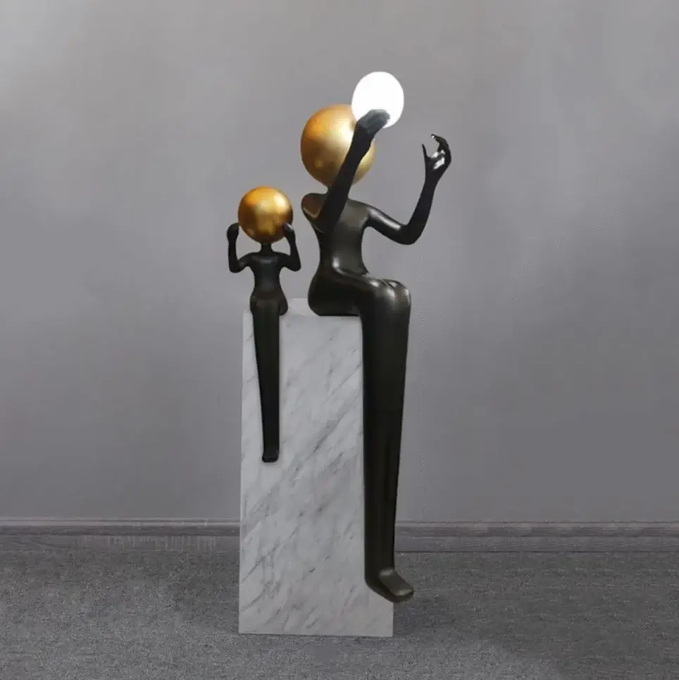 Seated Double Figure Sculpture Floor Lamp - Image 8