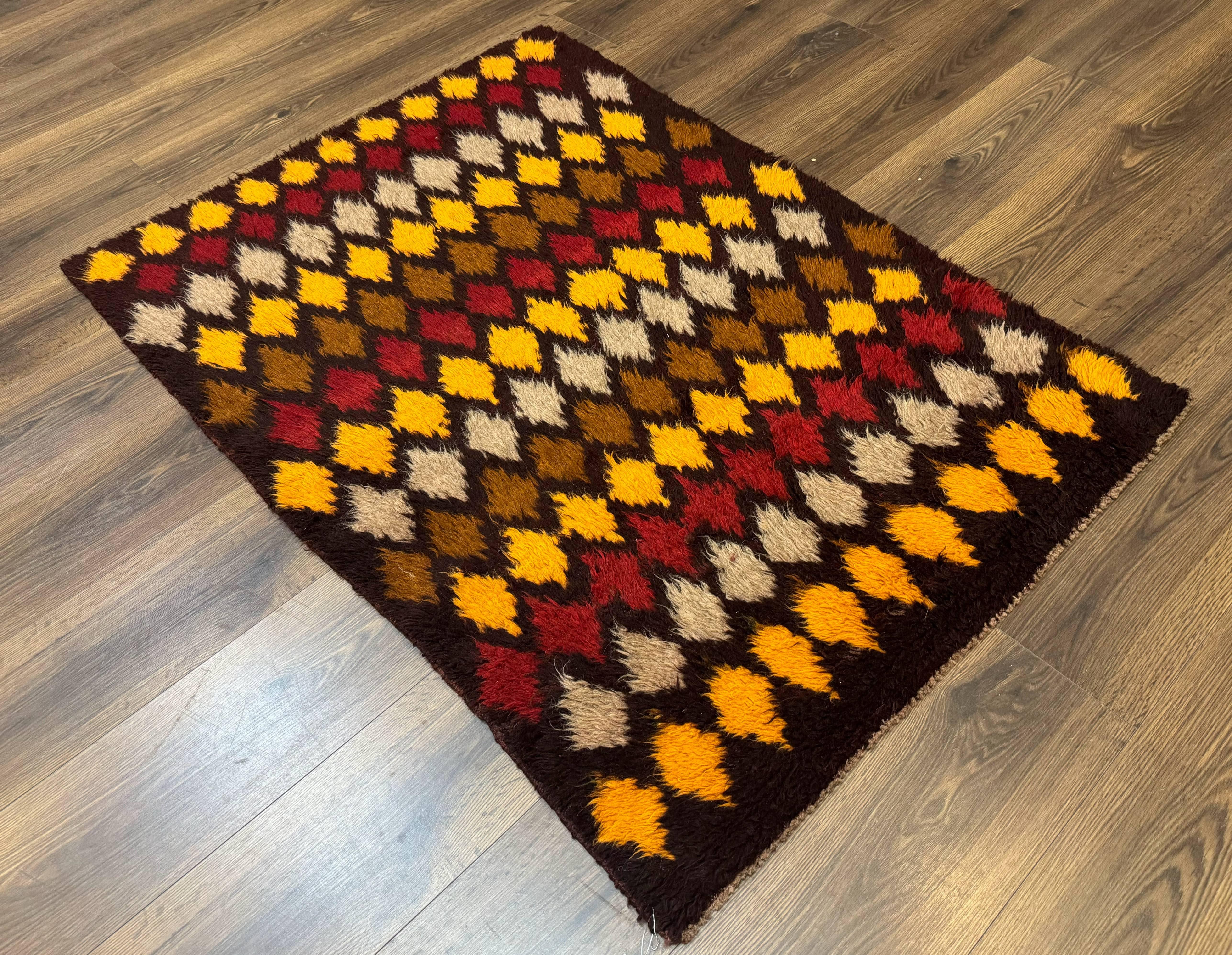 Shaggy Balouch Rug 3x4, Tribal Rug, Afghan Rug, Brown, Multicolor - Image 12