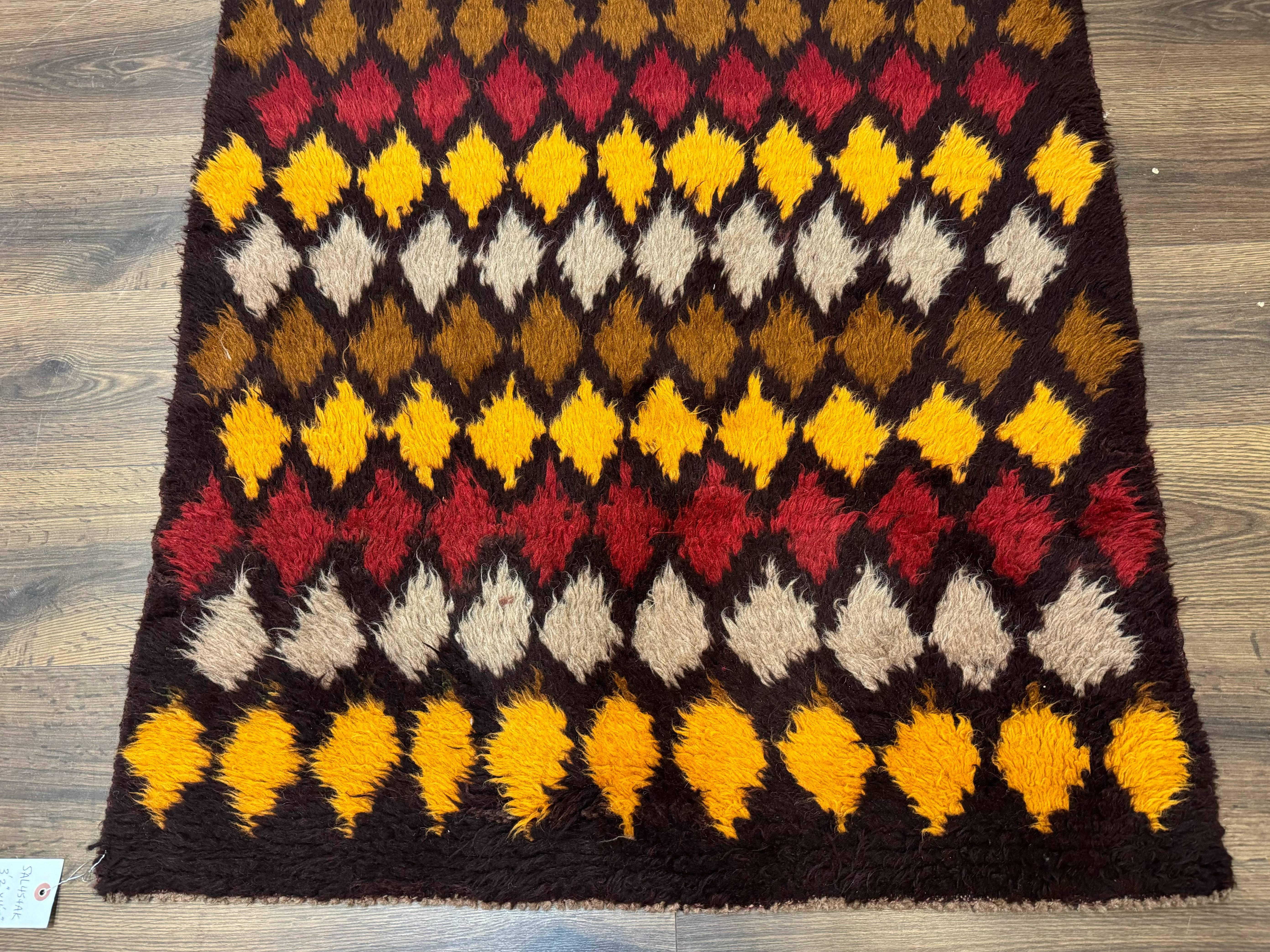 Shaggy Balouch Rug 3x4, Tribal Rug, Afghan Rug, Brown, Multicolor - Image 5