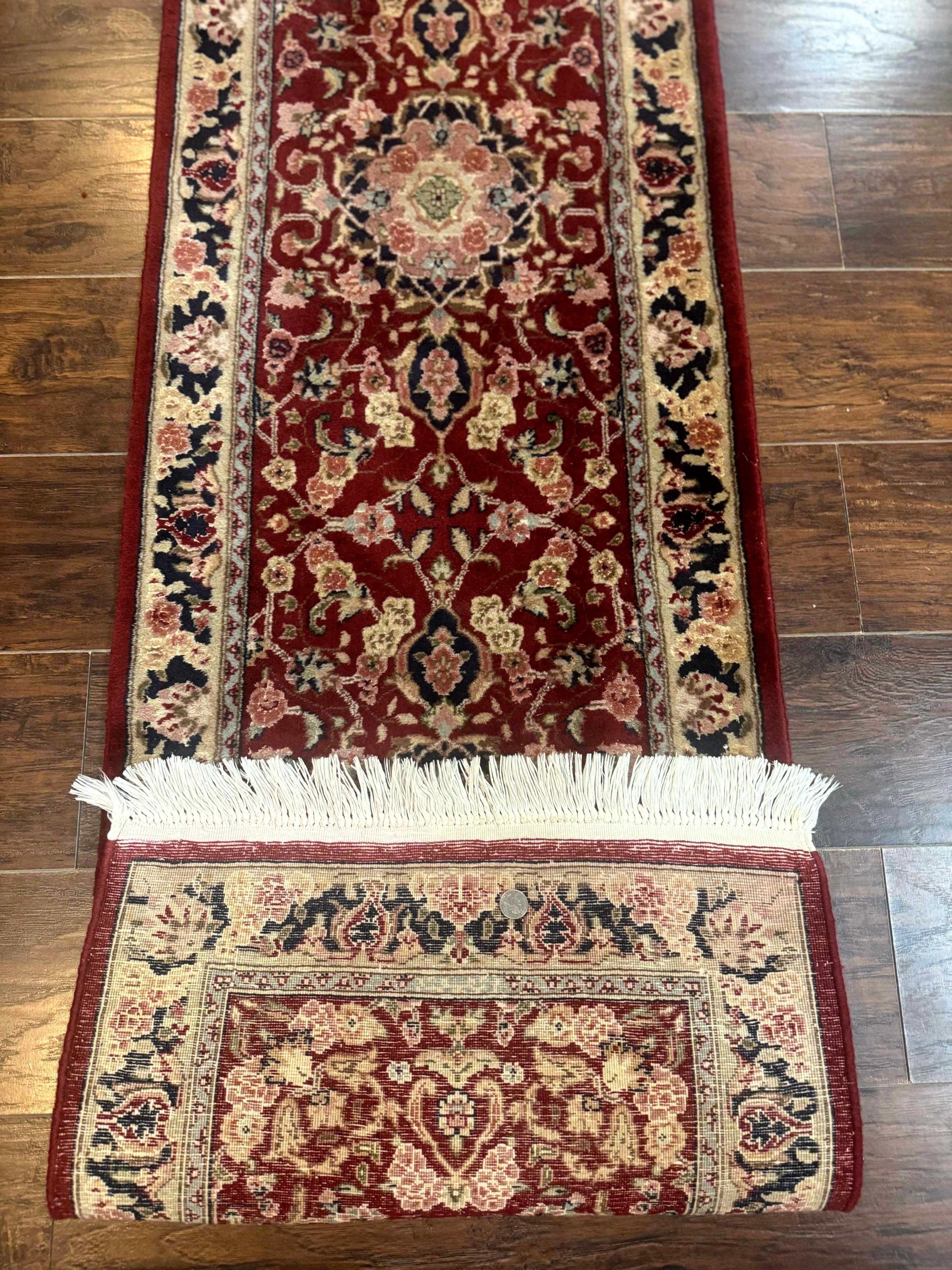 Short Runner Rug 2x6, Fine 200 KPSI, Red Floral Medallion, Wool and Silk Highlights, Persian Runner Rug, Traditional, Sino Persian - Image 10