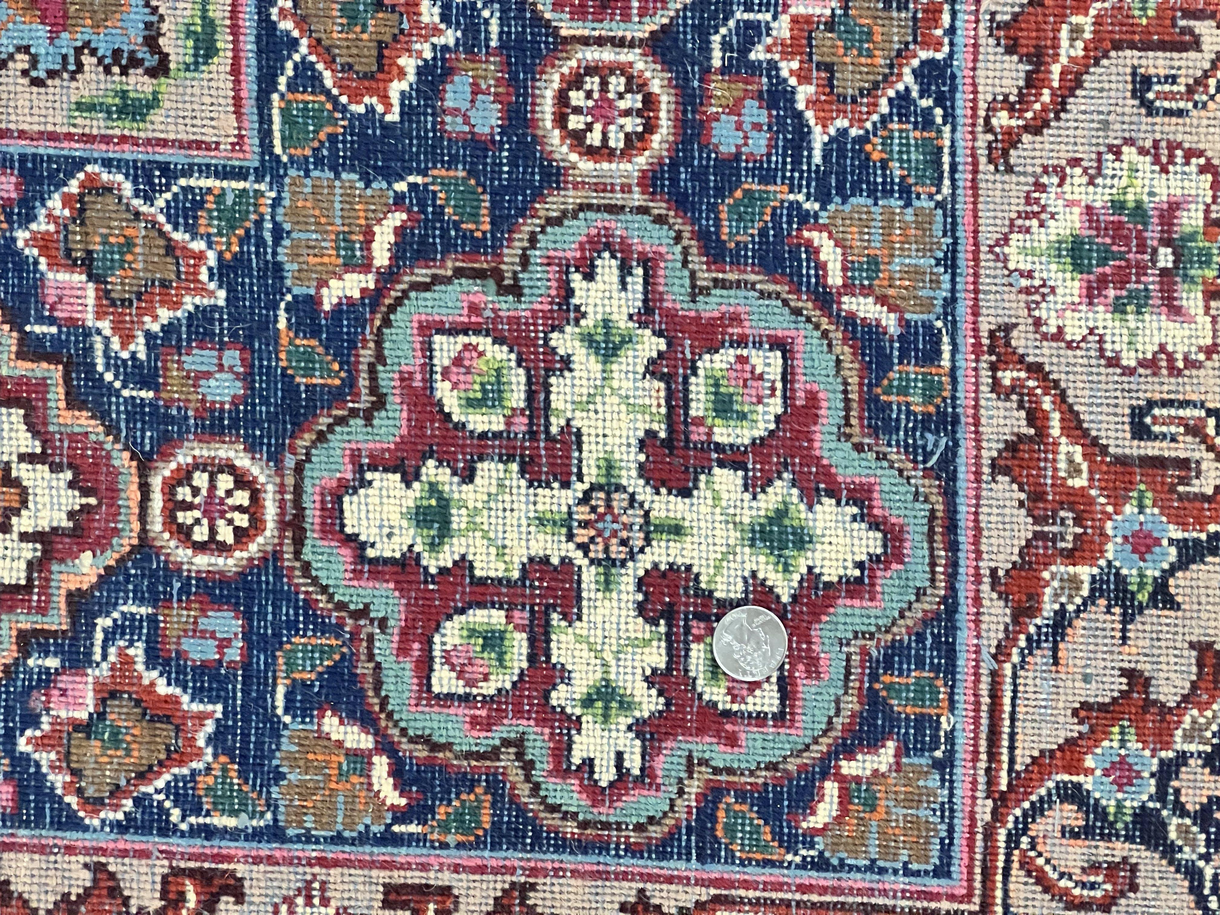 Signed Persian Mashad Rug 8x10, Wool Oriental Carpet, Semi Antique Rug, Hand Knotted, Traditional, Red, Floral Allover, - Image 10