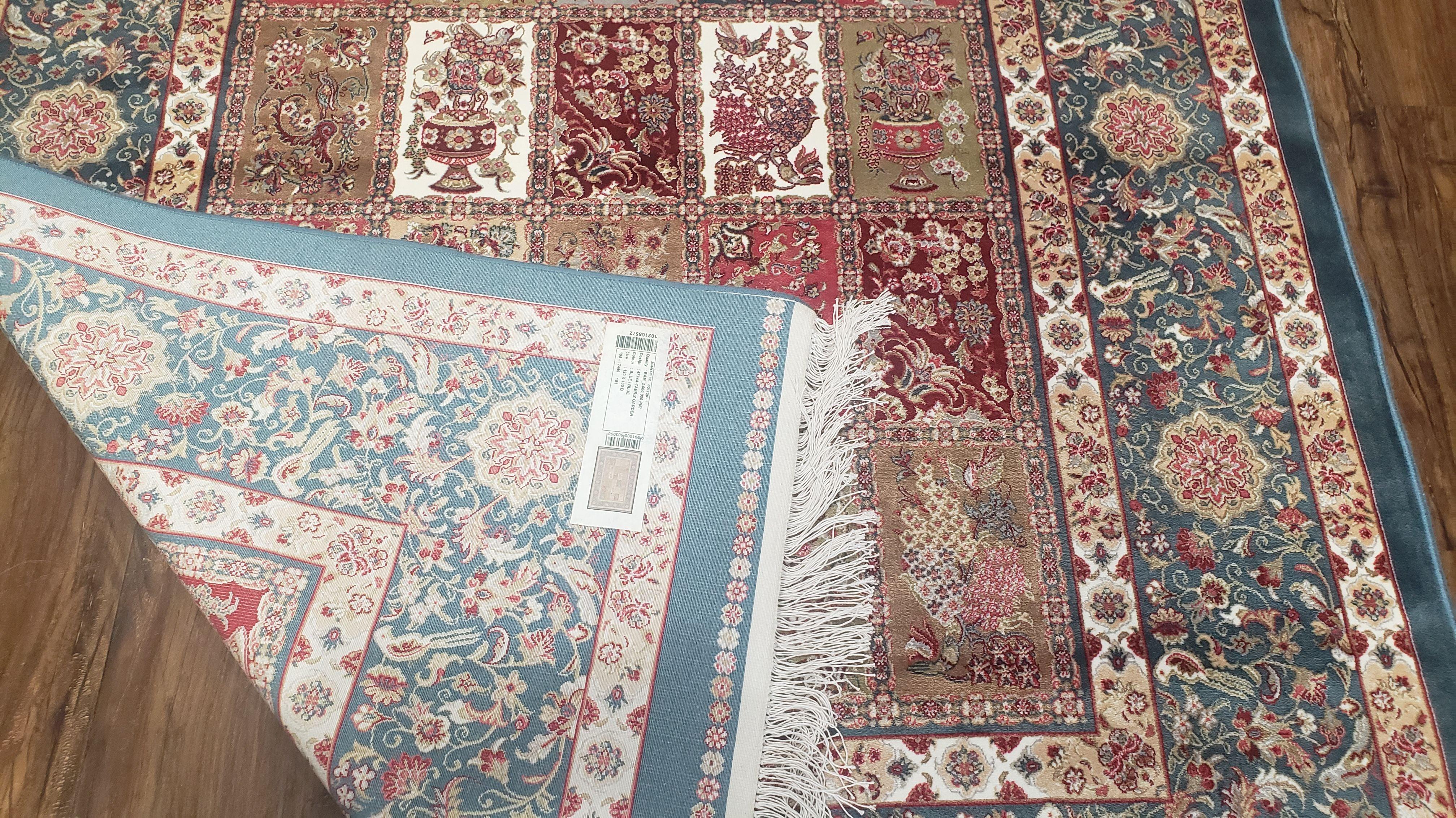 Silk Carpet 4x6 Blue, Panel Design, Four Seasons Pattern, Super Fine & Soft, Bamboo Silk, 4 x 6 Oriental Area Rug, High Quality, New Rug - Image 10