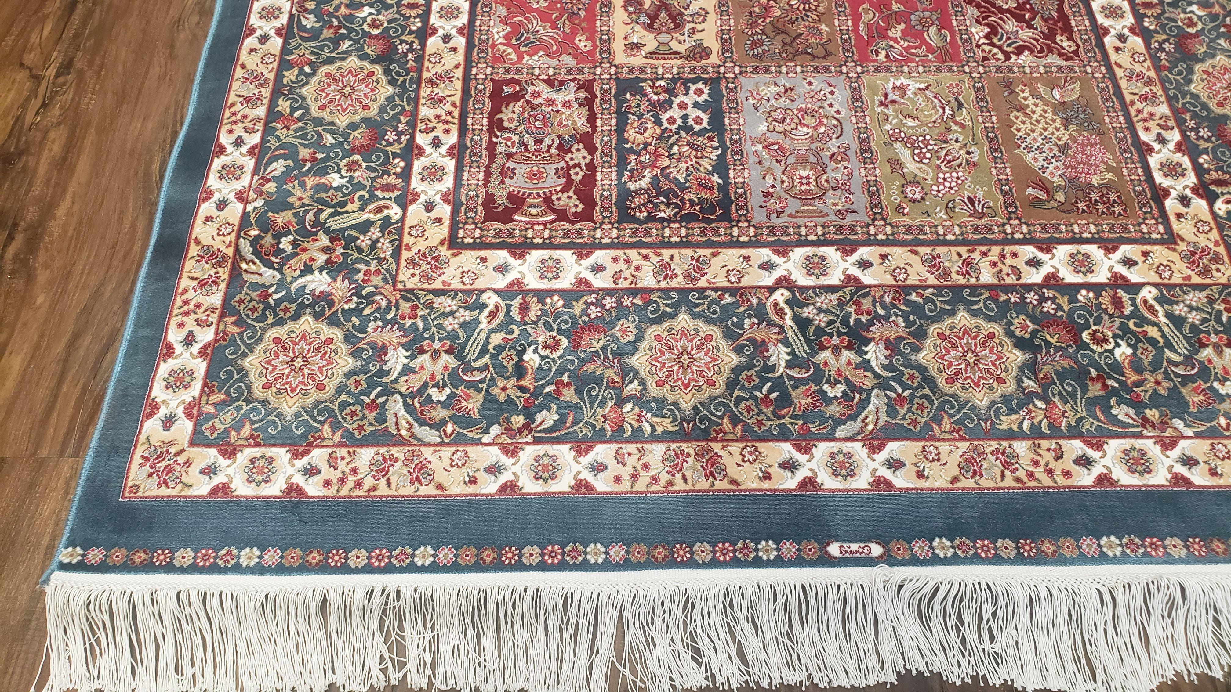 Silk Carpet 4x6 Blue, Panel Design, Four Seasons Pattern, Super Fine & Soft, Bamboo Silk, 4 x 6 Oriental Area Rug, High Quality, New Rug - Image 11