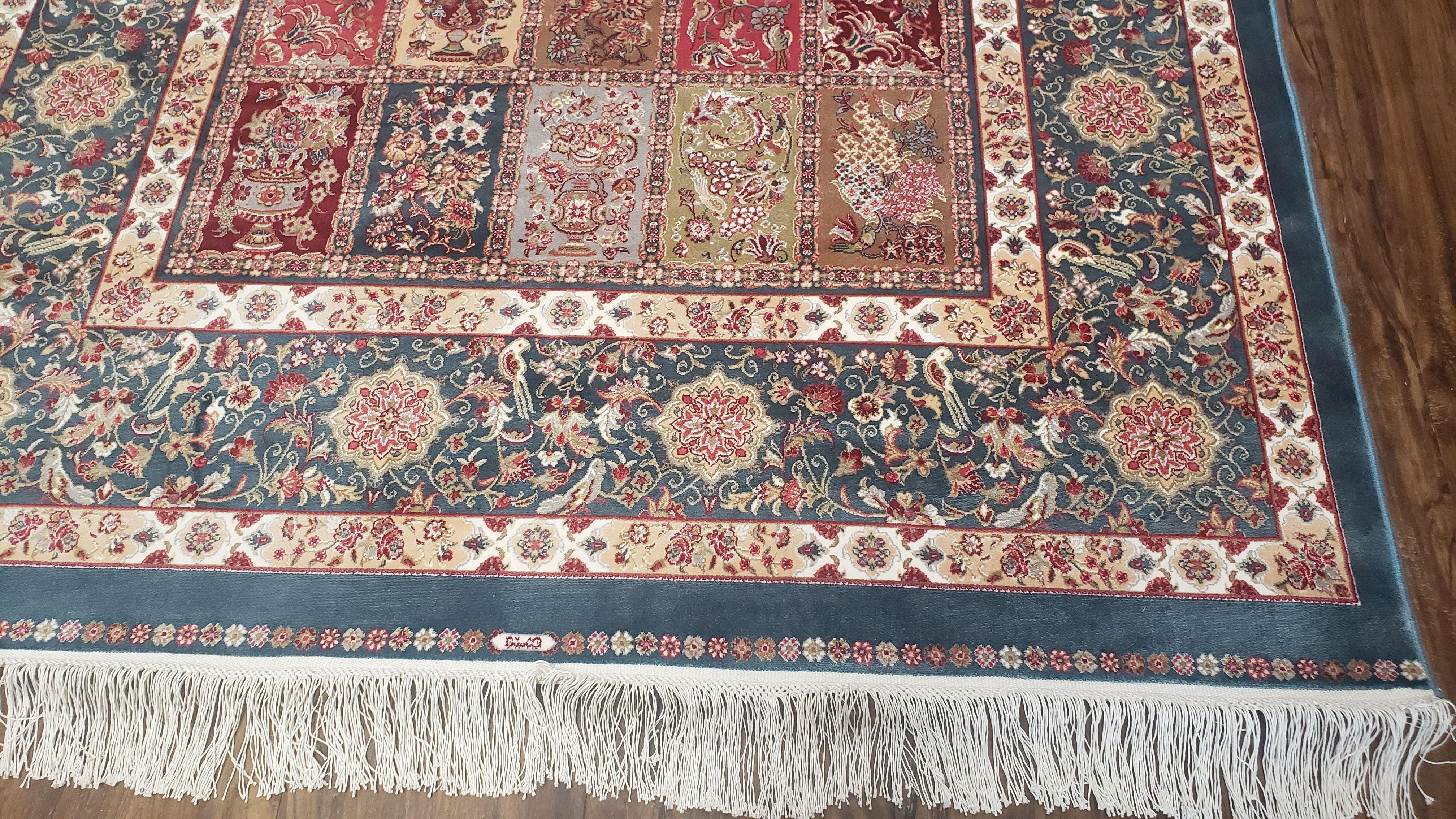 Silk Carpet 4x6 Blue, Panel Design, Four Seasons Pattern, Super Fine & Soft, Bamboo Silk, 4 x 6 Oriental Area Rug, High Quality, New Rug - Image 12