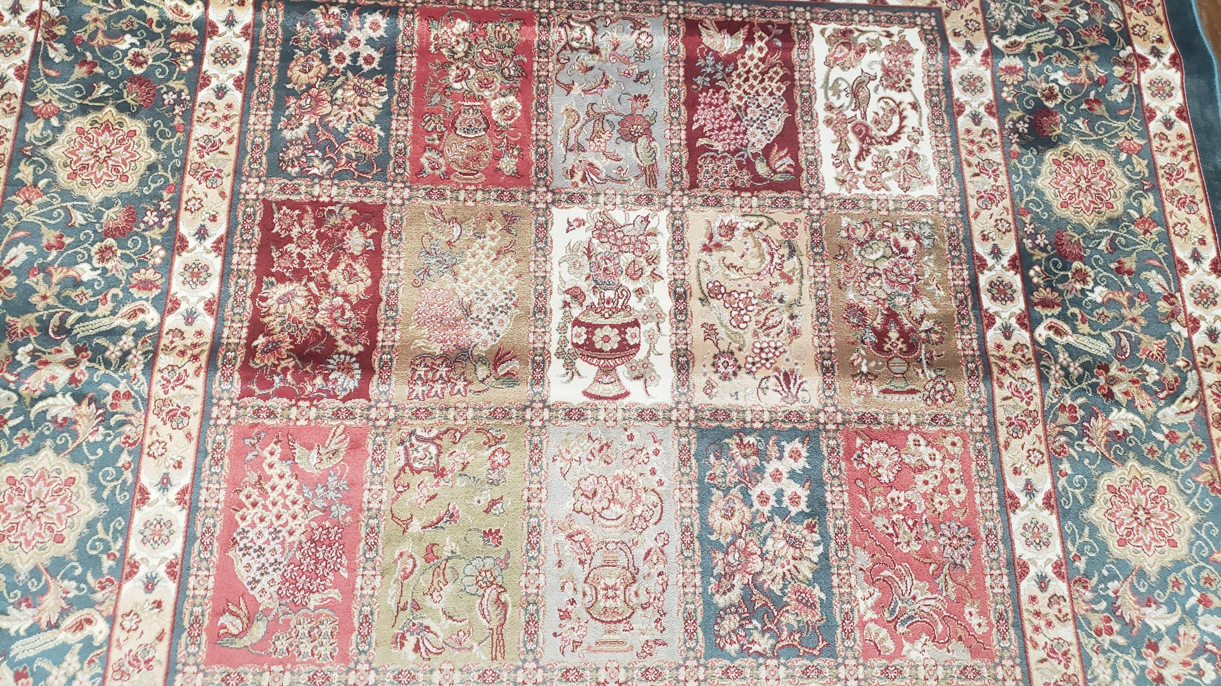 Silk Carpet 4x6 Blue, Panel Design, Four Seasons Pattern, Super Fine & Soft, Bamboo Silk, 4 x 6 Oriental Area Rug, High Quality, New Rug - Image 5