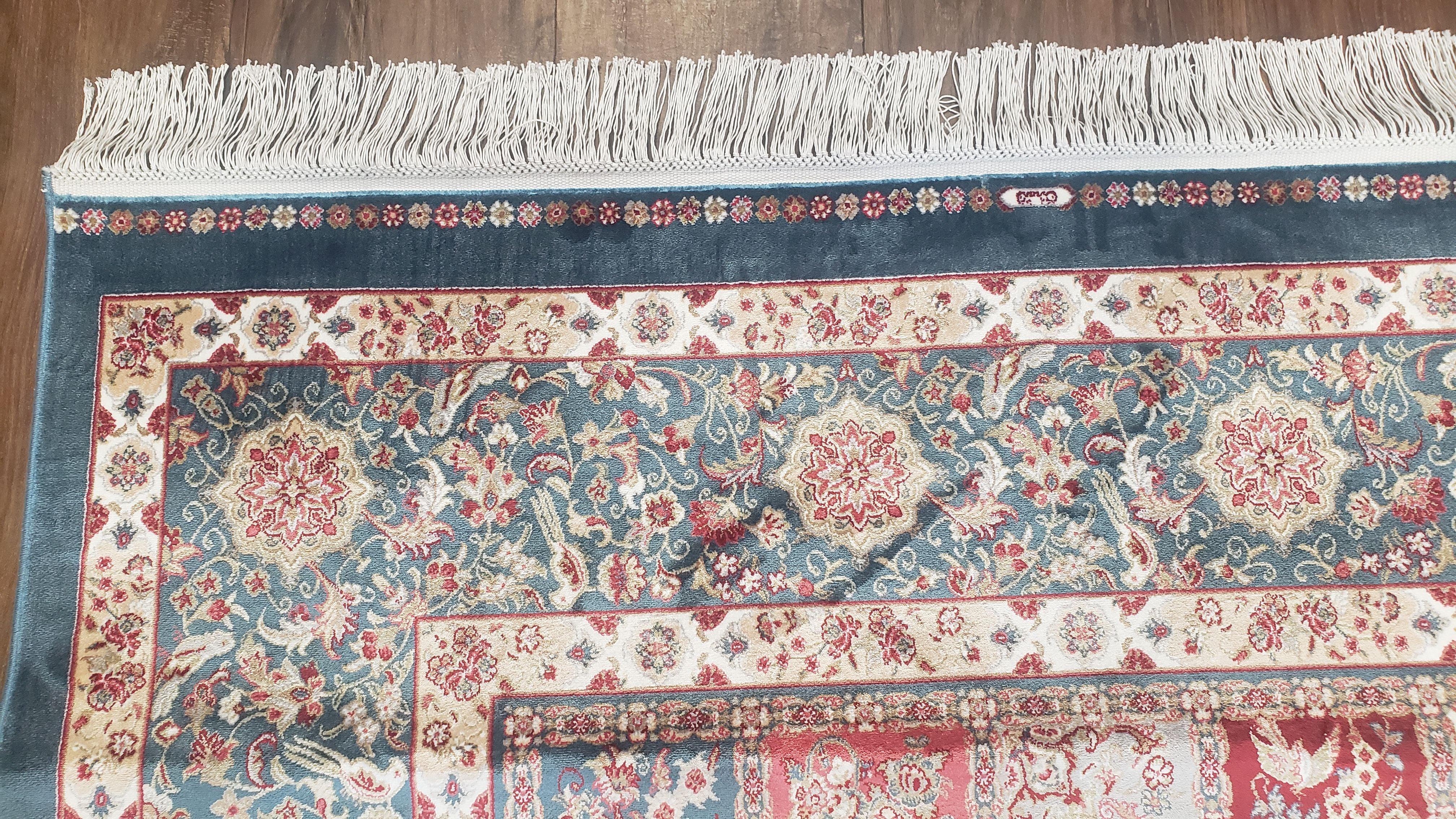 Silk Carpet 4x6 Blue, Panel Design, Four Seasons Pattern, Super Fine & Soft, Bamboo Silk, 4 x 6 Oriental Area Rug, High Quality, New Rug - Image 7