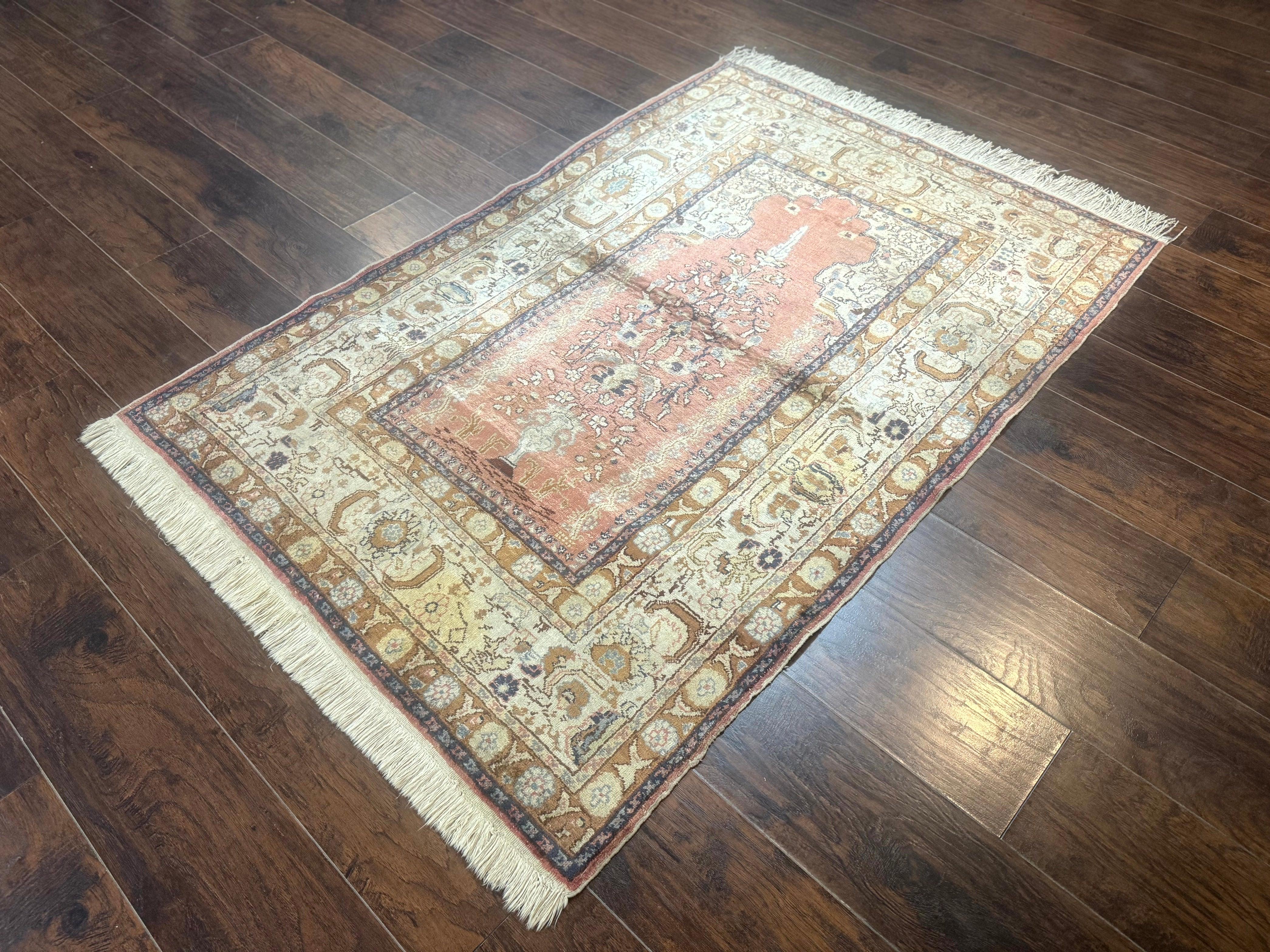 Silk Turkish Kayseri Rug 4x6, Haji Jalili Design, Vintage Rug - Image 2