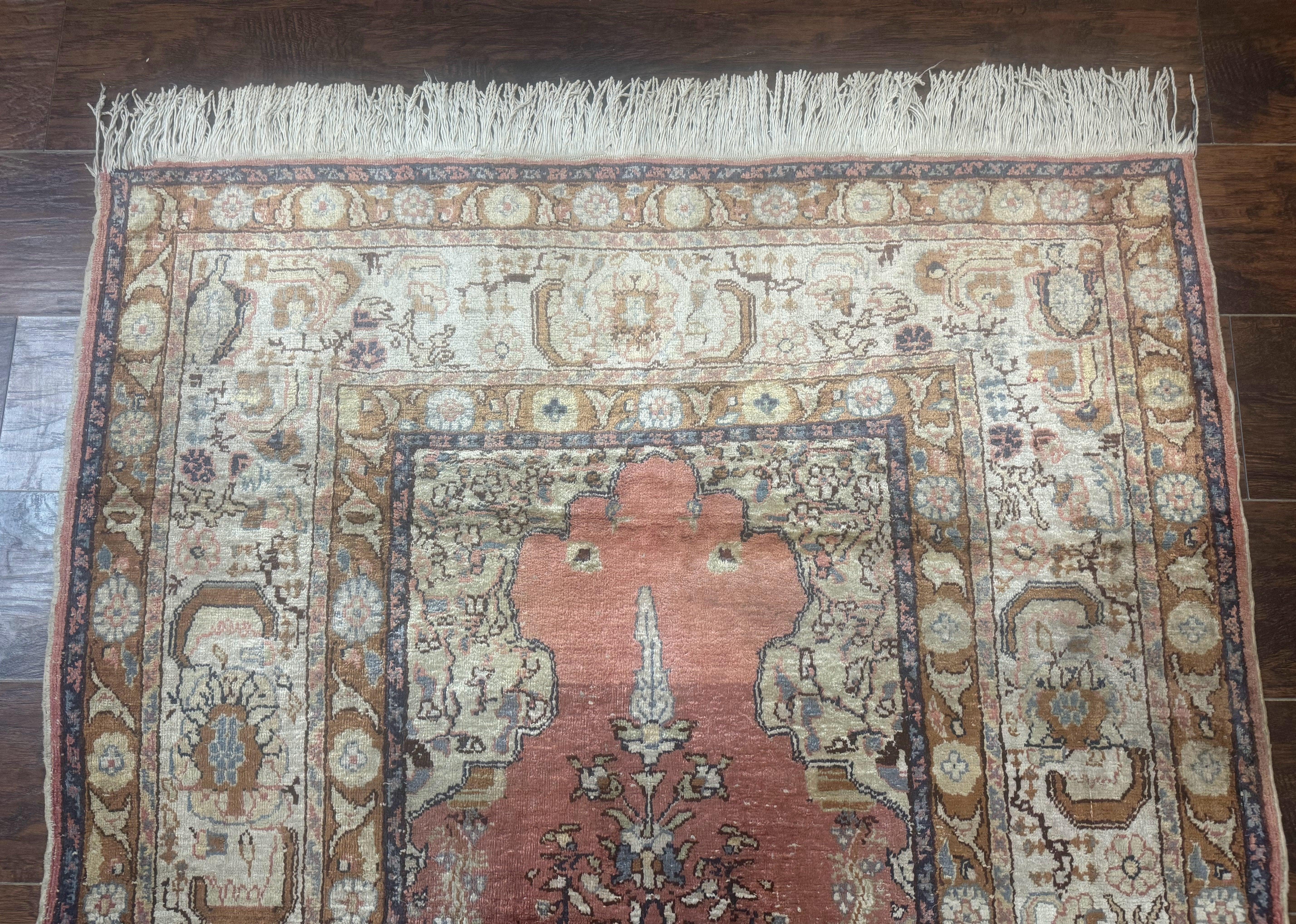 Silk Turkish Kayseri Rug 4x6, Haji Jalili Design, Vintage Rug - Image 3