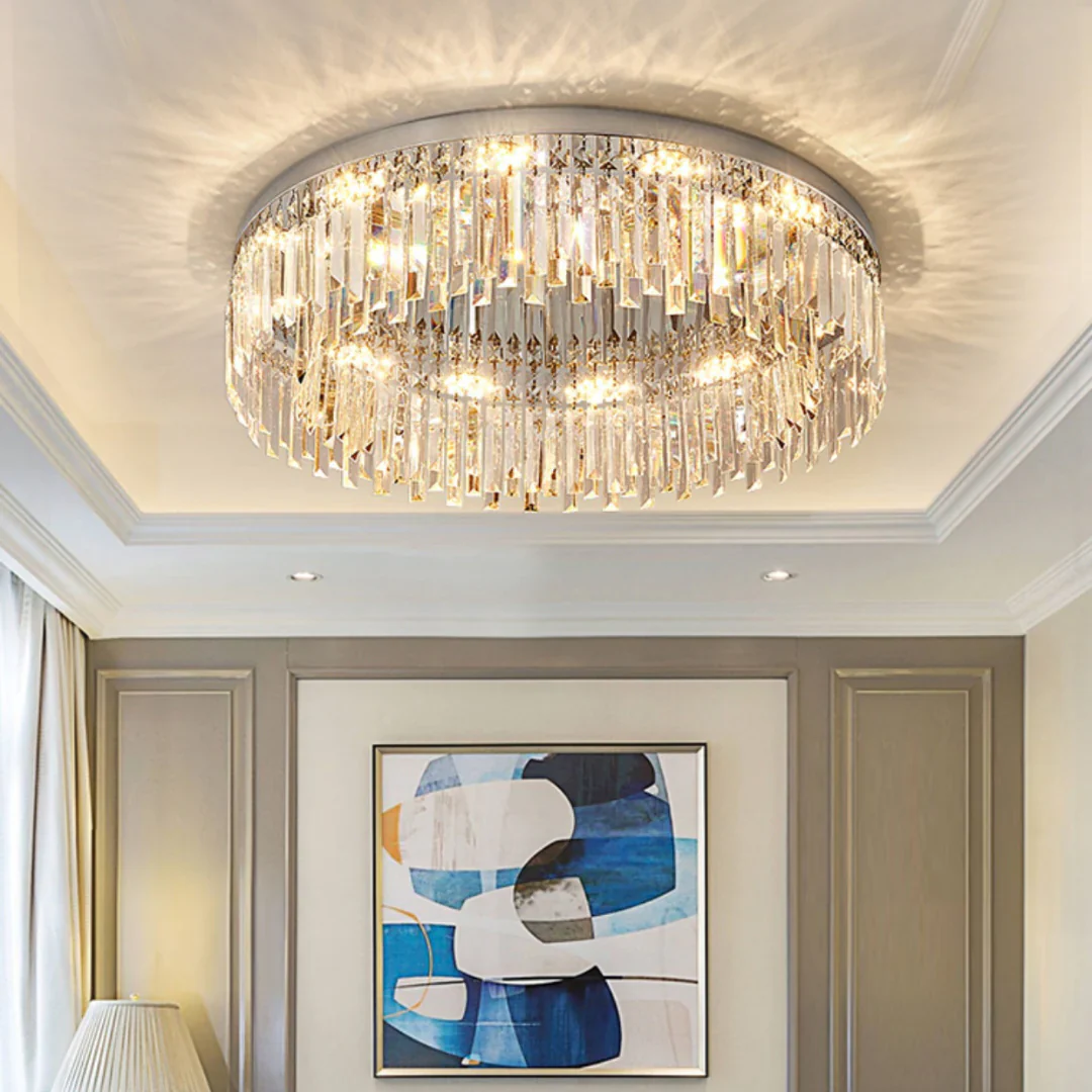 Silver Round Crystal Ceiling Lamp - Image 16