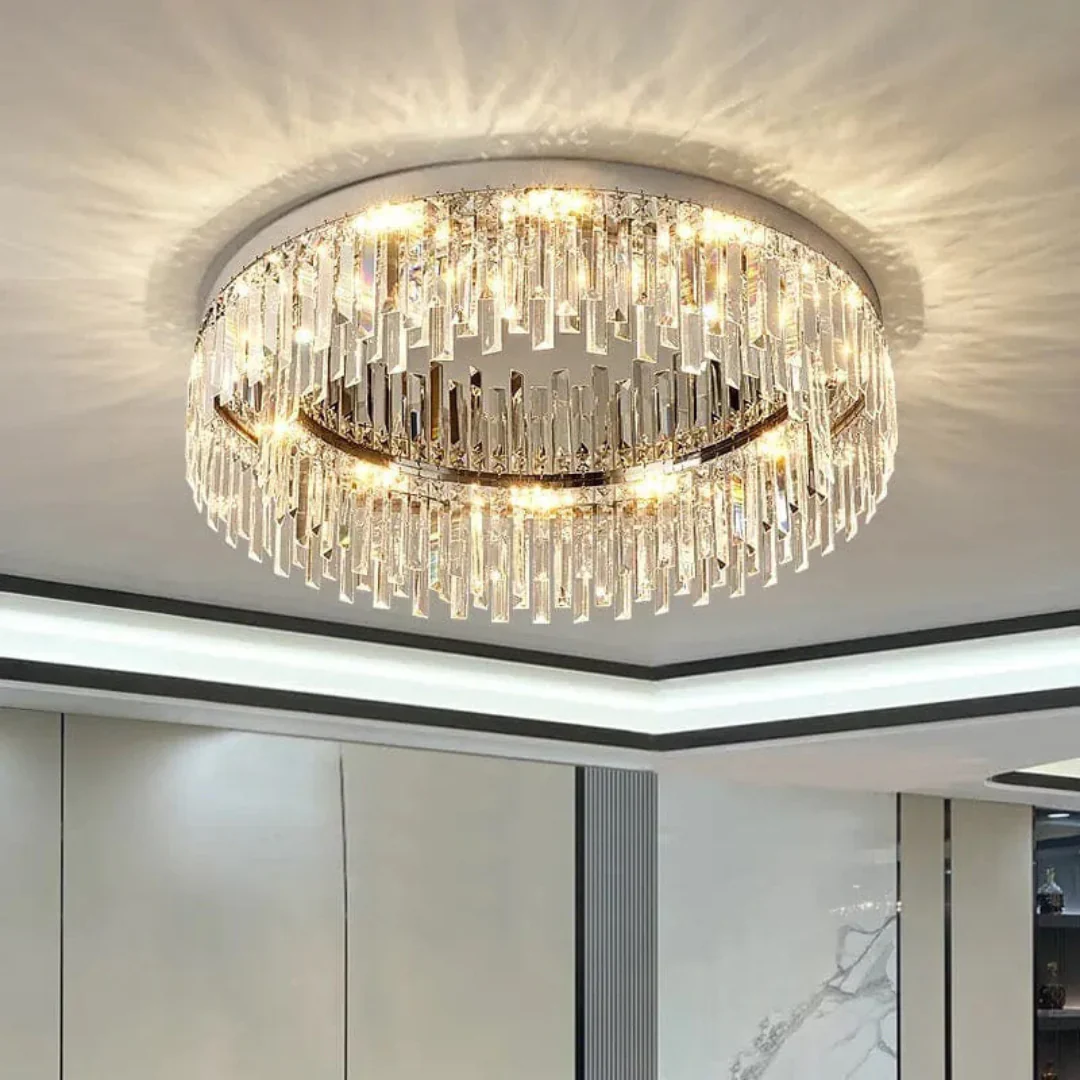 Silver Round Crystal Ceiling Lamp - Image 3