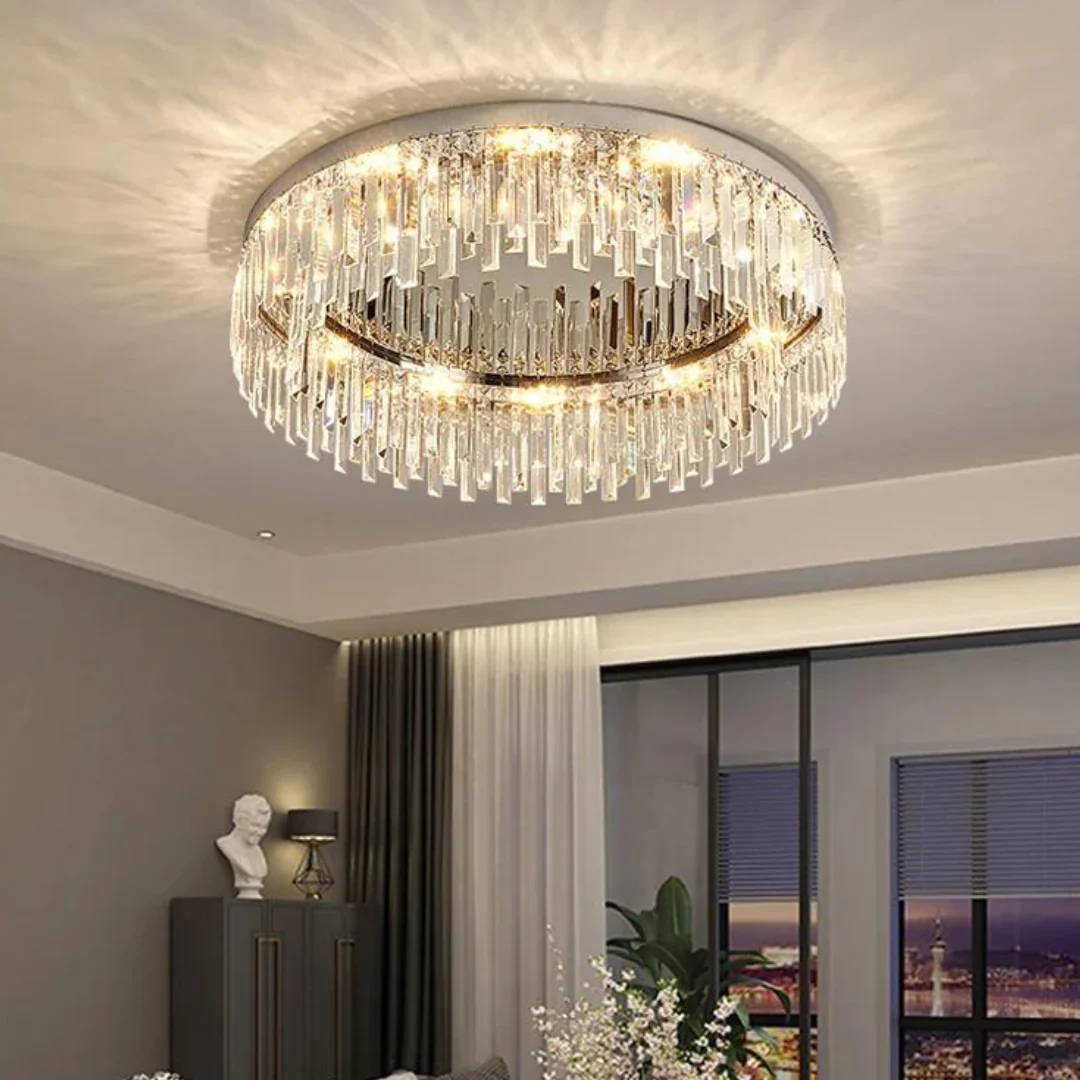 Silver Round Crystal Ceiling Lamp - Image 6