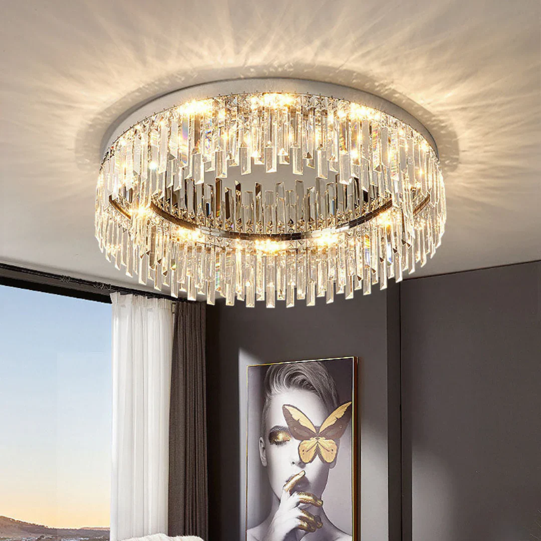 Silver Round Crystal Ceiling Lamp - Image 7
