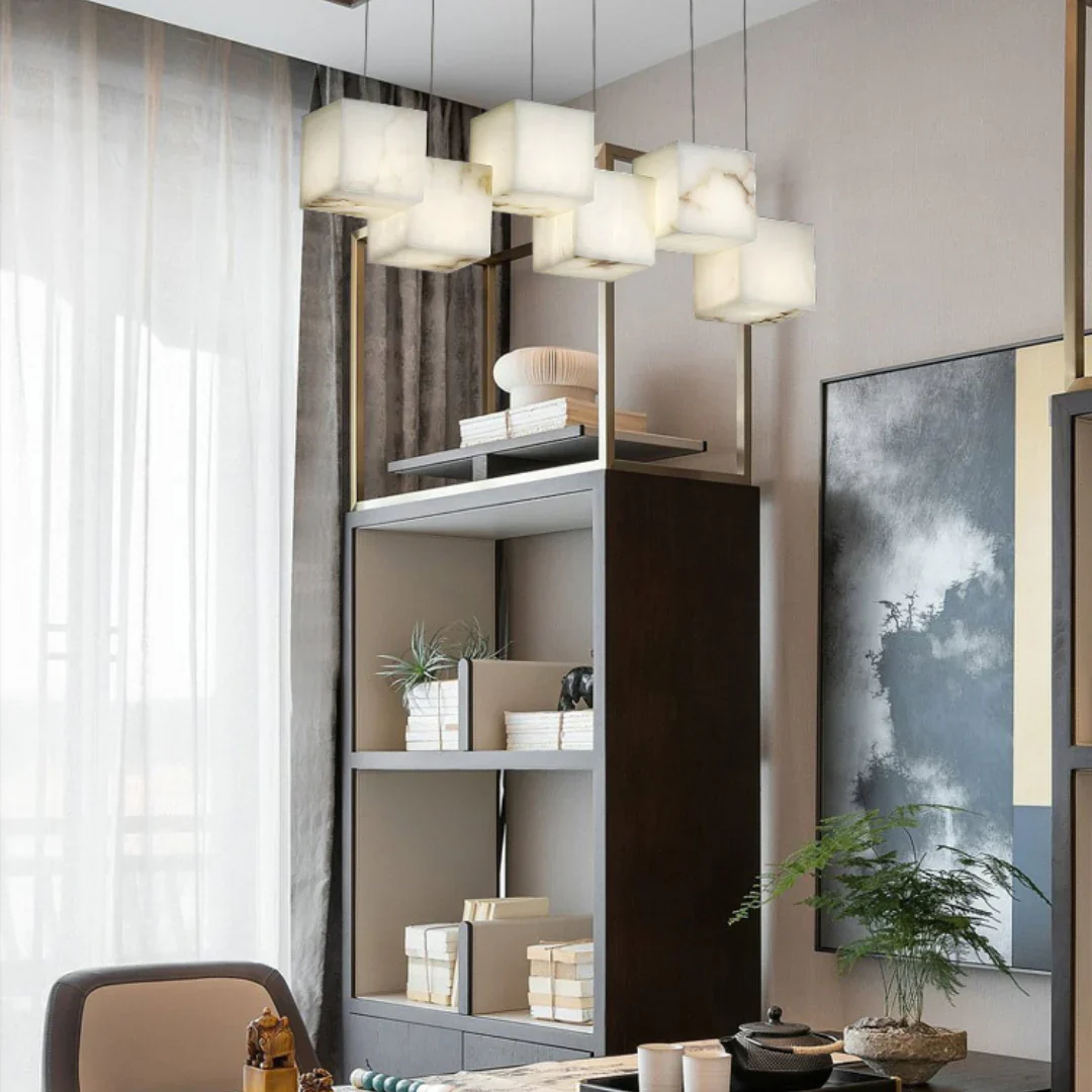 Simple Alabaster Box chandelier - Image 13