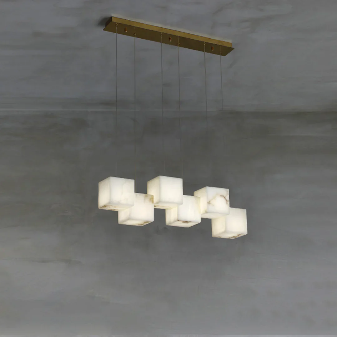 Simple Alabaster Box chandelier - Image 19