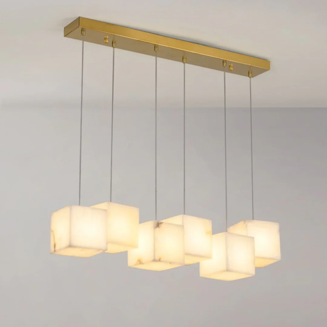 Simple Alabaster Box chandelier - Image 23