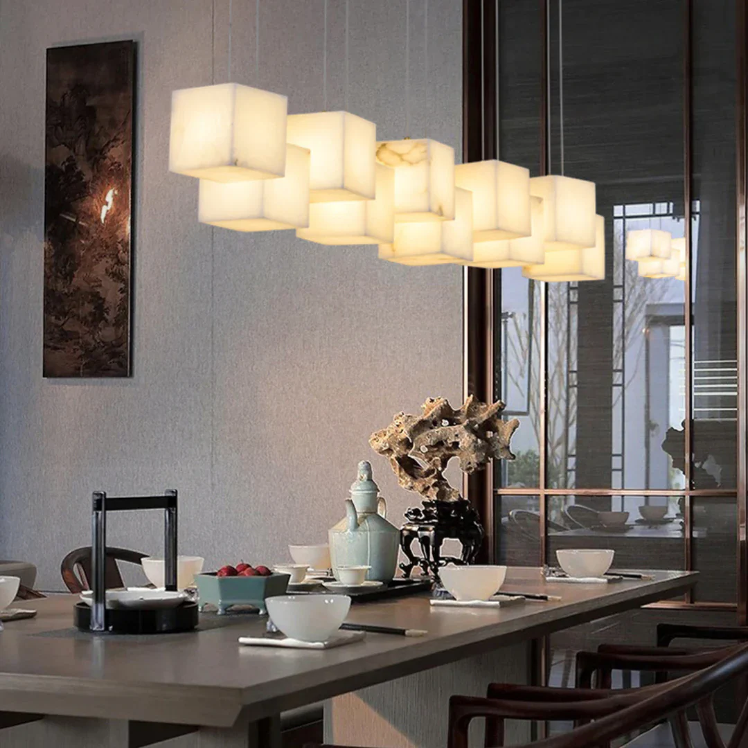 Simple Alabaster Box chandelier - Image 7