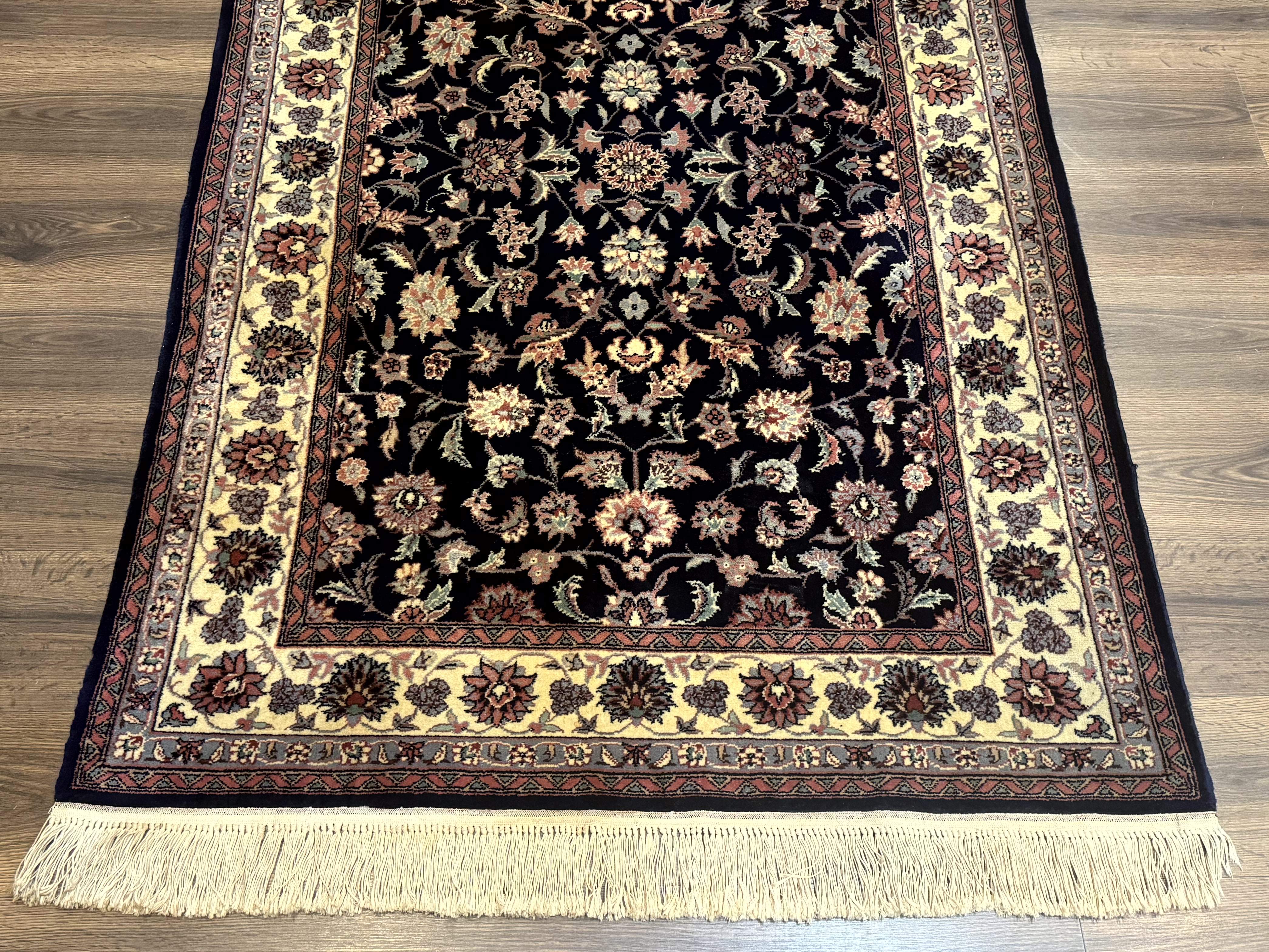 Sino Persian Rug 4x6, Navy Blue and Cream, Floral Allover Oriental Carpet - Image 5