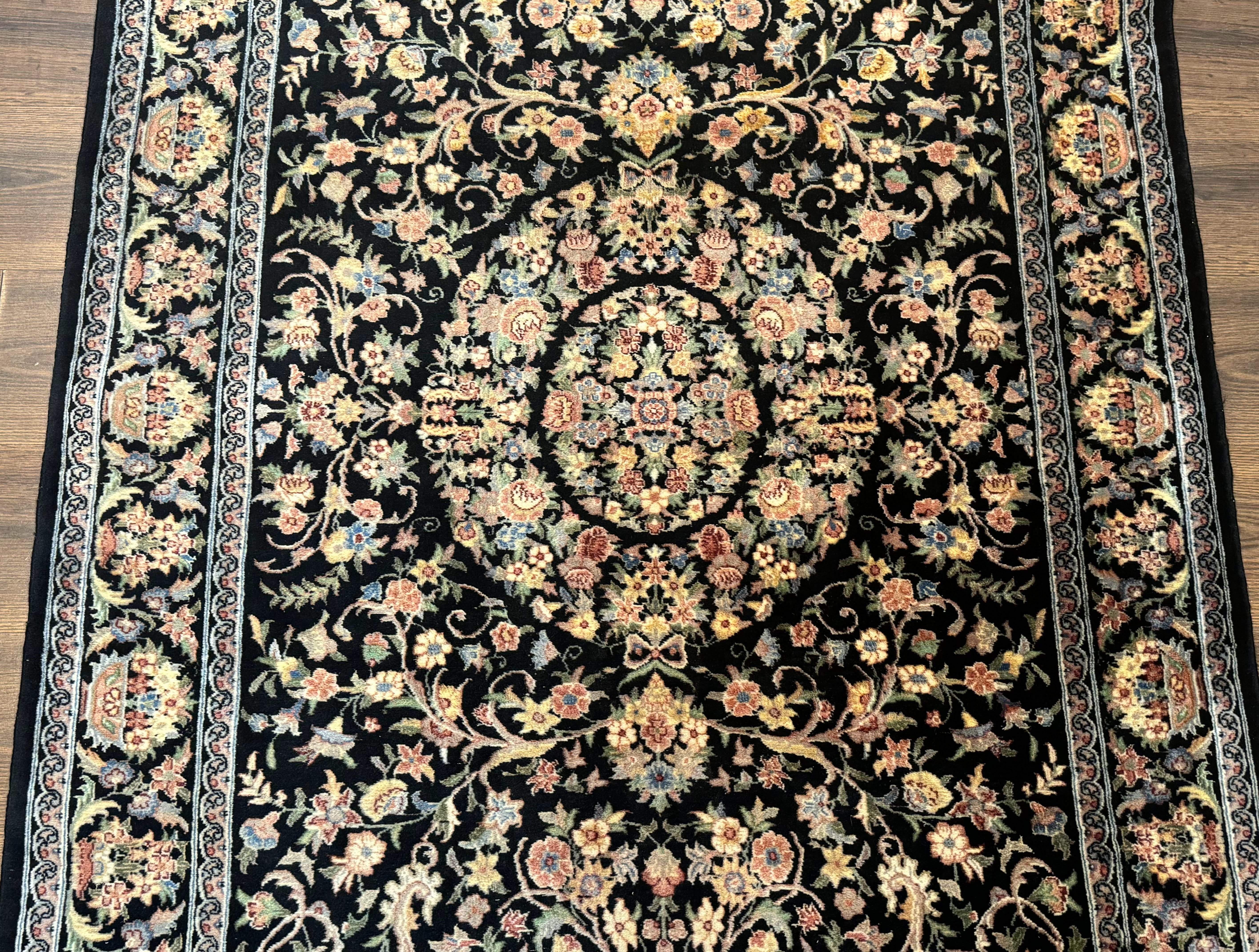 Sino Persian Rug 4x6, Very Fine 260 KPSI, Floral Medallion, Hand Knotted Wool Carpet - Image 4