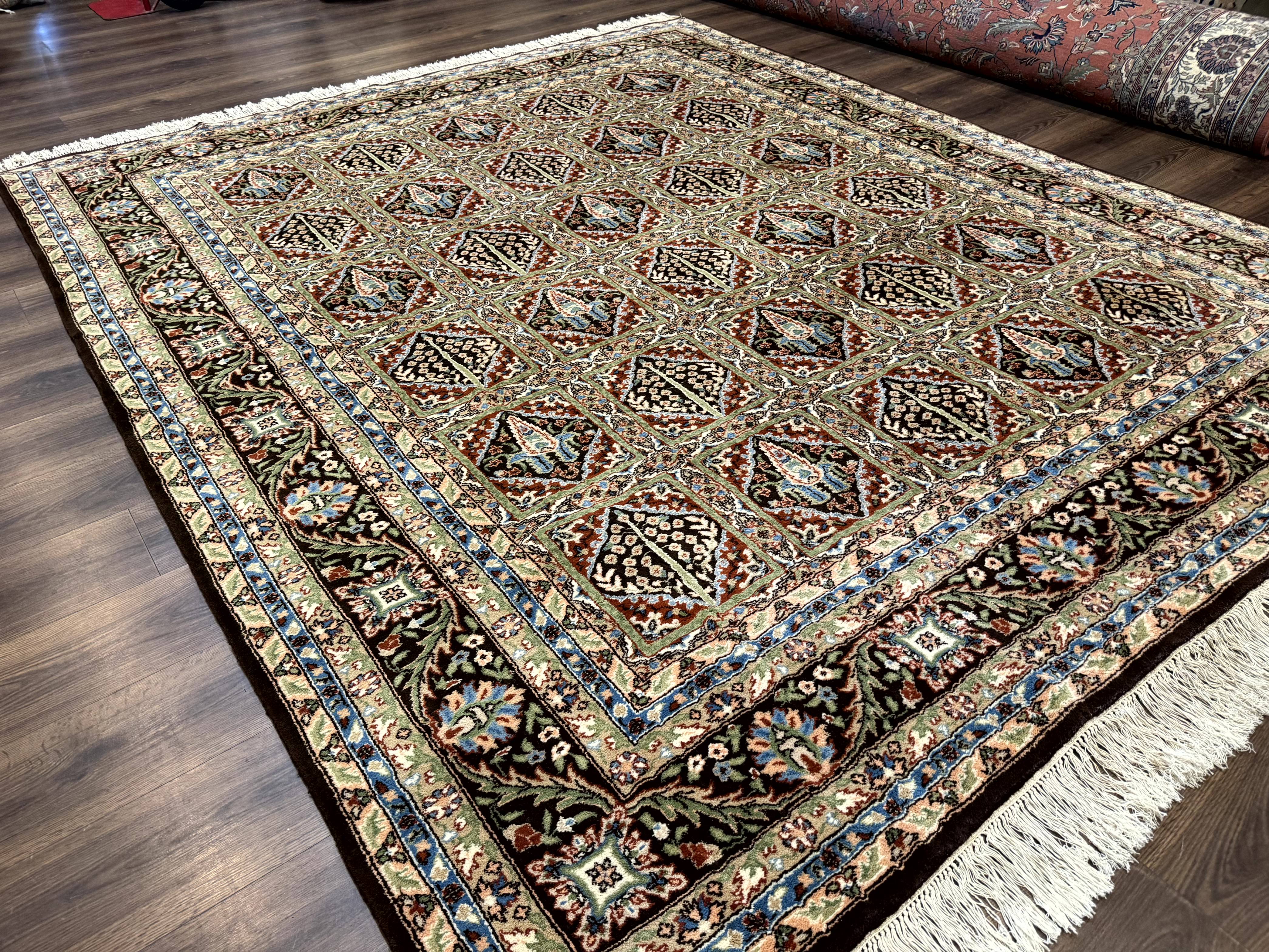 Sino Persian Rug 8x10, Panel Design, Brown, Multicolor, Wool, Cedar Trees - Image 12