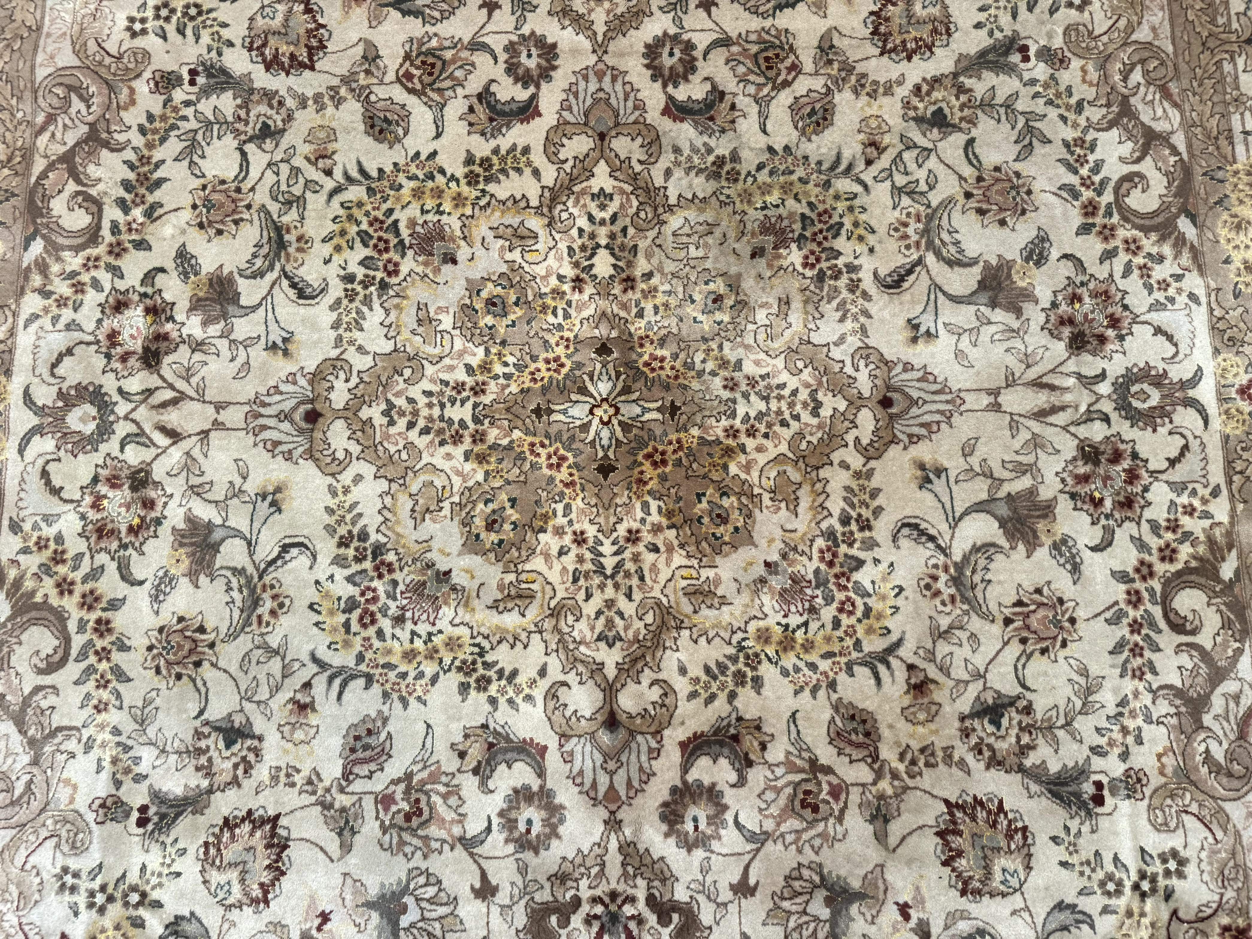 Sino Persian Rug 8x12, Wool & Silk, Traditional Elegant Carpet, Fine 200 KPSI - Image 4