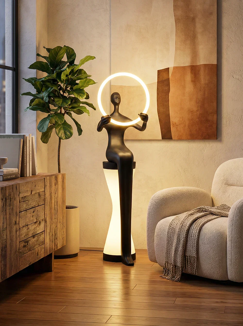 Sitting Man Statue Floor Lamp - Image 2