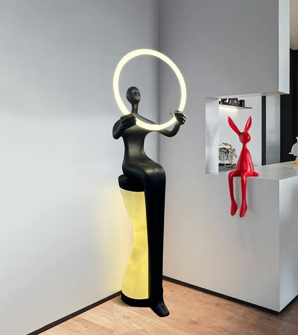 Sitting Man Statue Floor Lamp - Image 4