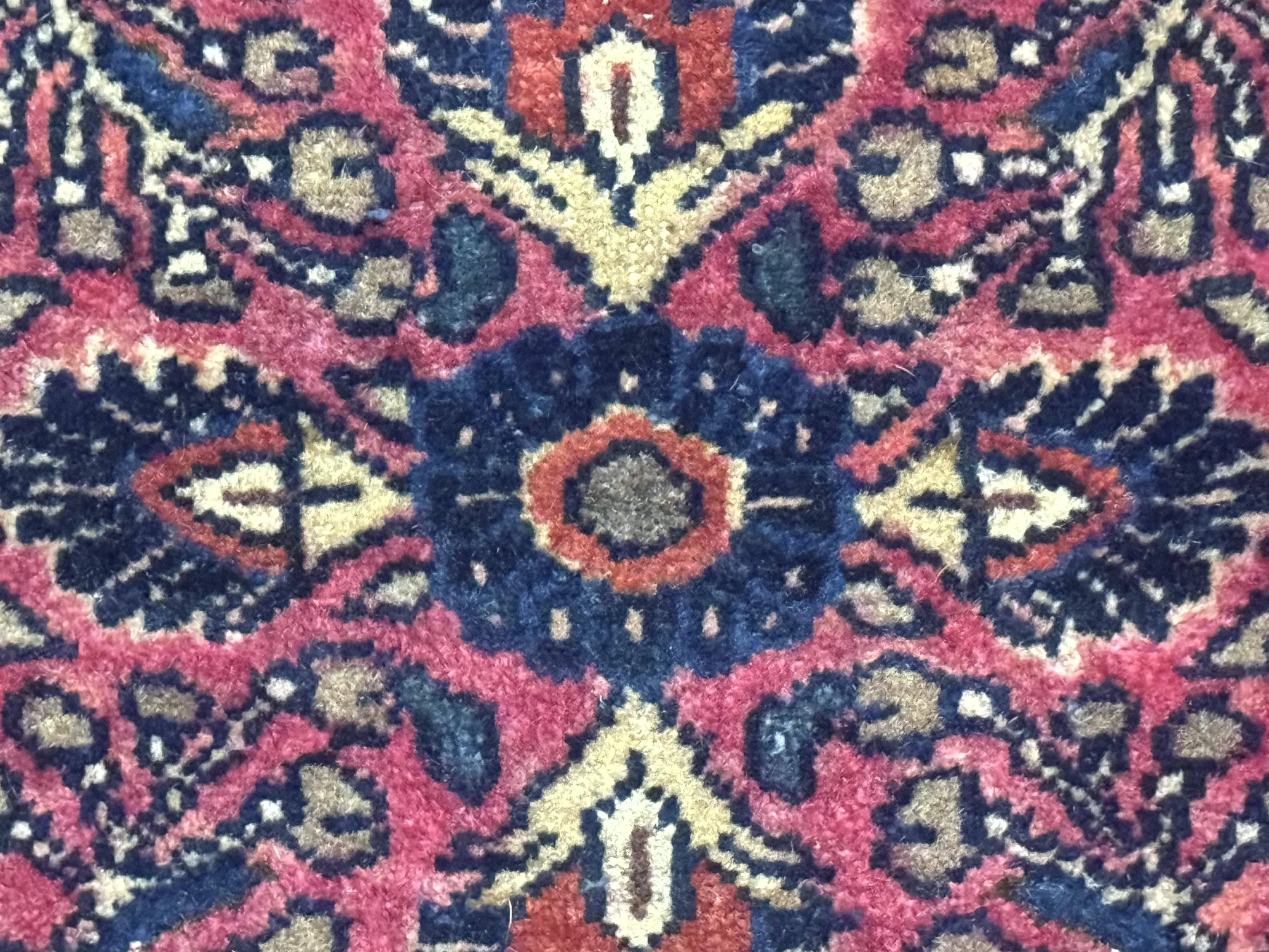 Small Antique Persian Sarouk Rug 2x2 ft, Red 1920s Wool Rug - Image 3