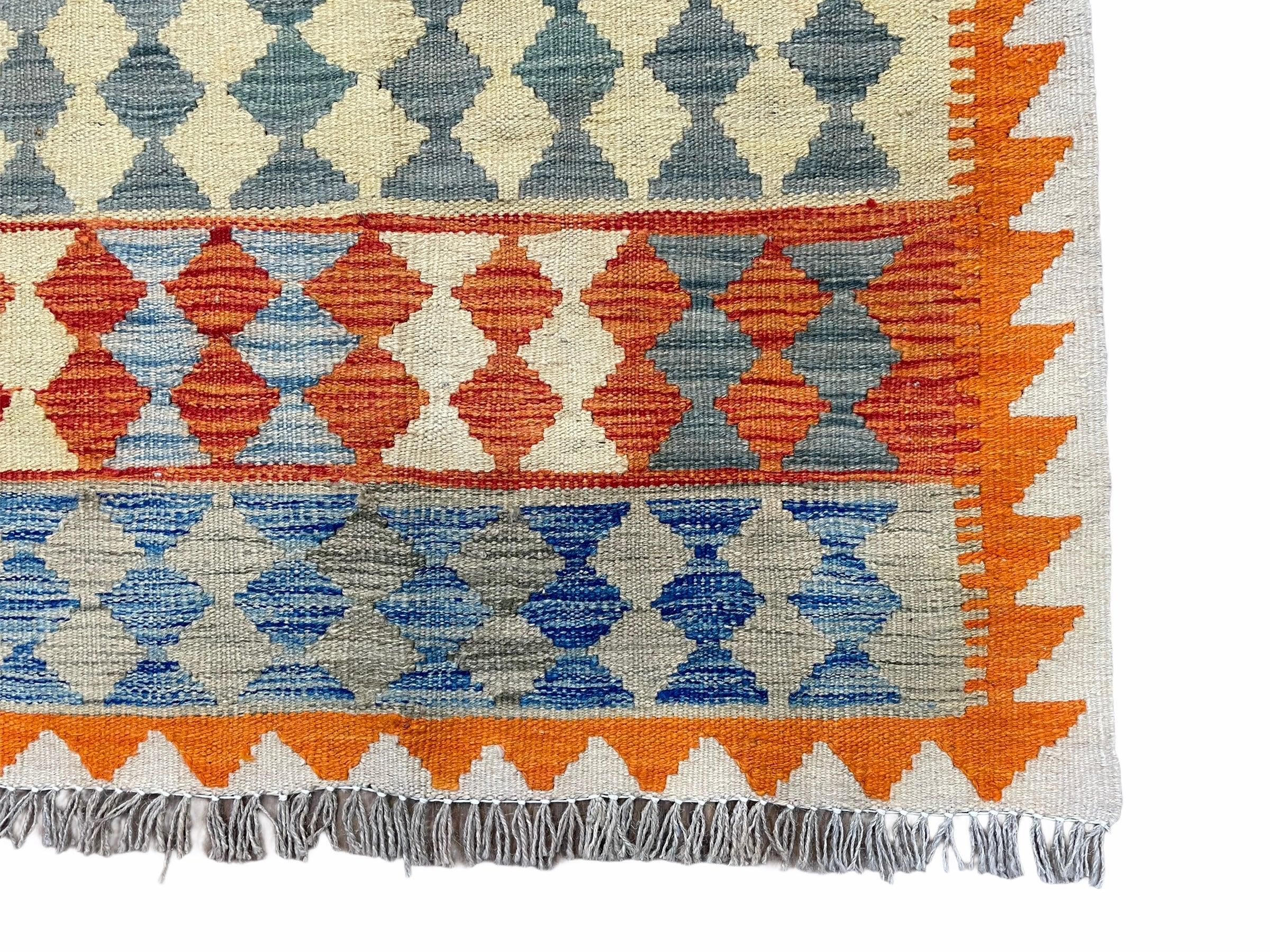 Small Chobi Kilim Rug 3x4 Colorful Diamond Kilim Small Turkish Multicolor Kilim with Diamond Pattern Wool Flatweave Nice - Image 12