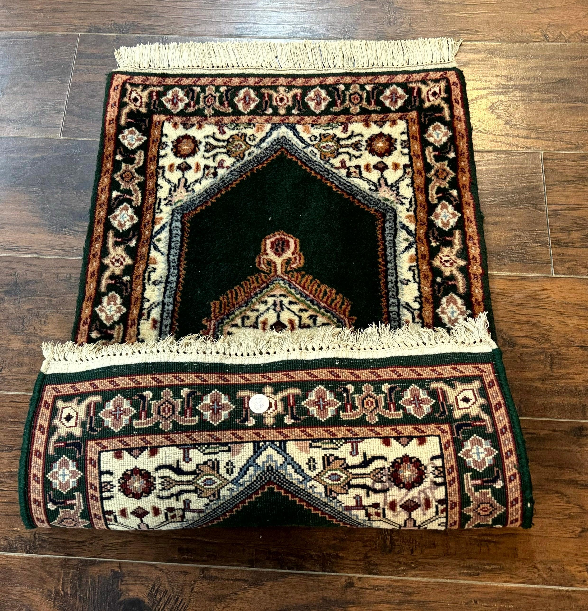 Small Indo Persian Dark Green Rug 2x3, Geometric Semi Open Field - Image 9