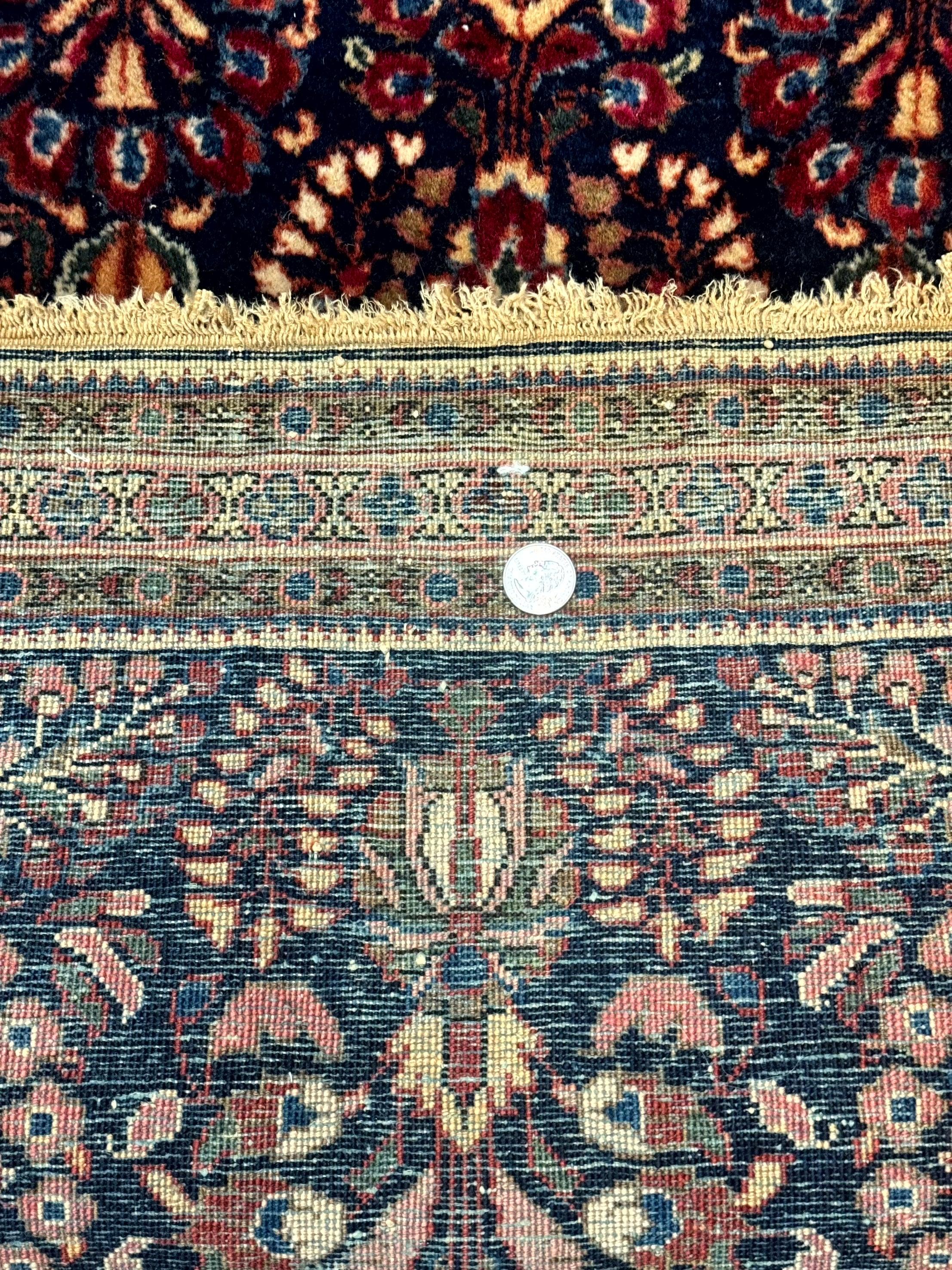Small Navy Blue Persian Rug 2x4, Sarouk Rug, Rare Colors, Antique 1920s Wool Rug - Image 8
