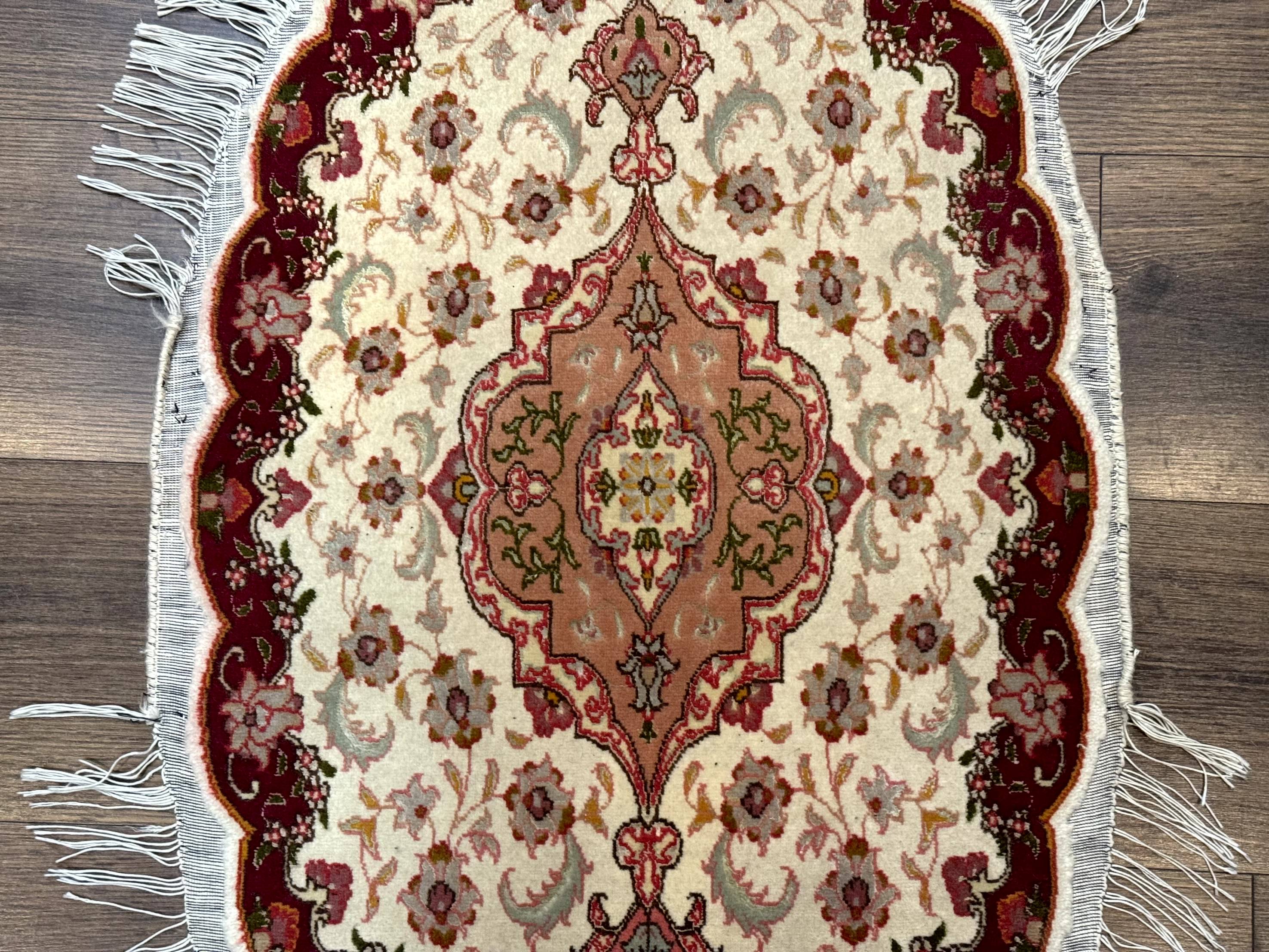 Small Oval Persian Tabriz Rug 2x4, Kork Wool and Silk Highlights, Fine 260 KPSI - Image 6