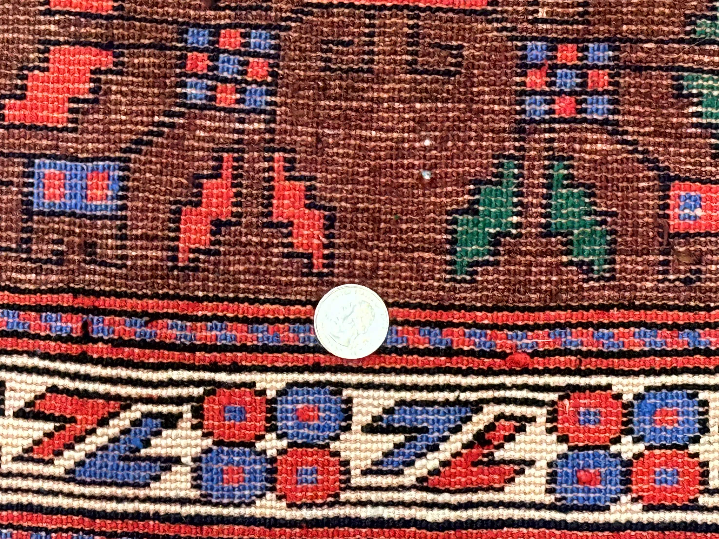 Small Persian Baluchi Rug, Tribal Rug, Brown, Multicolor - Image 10