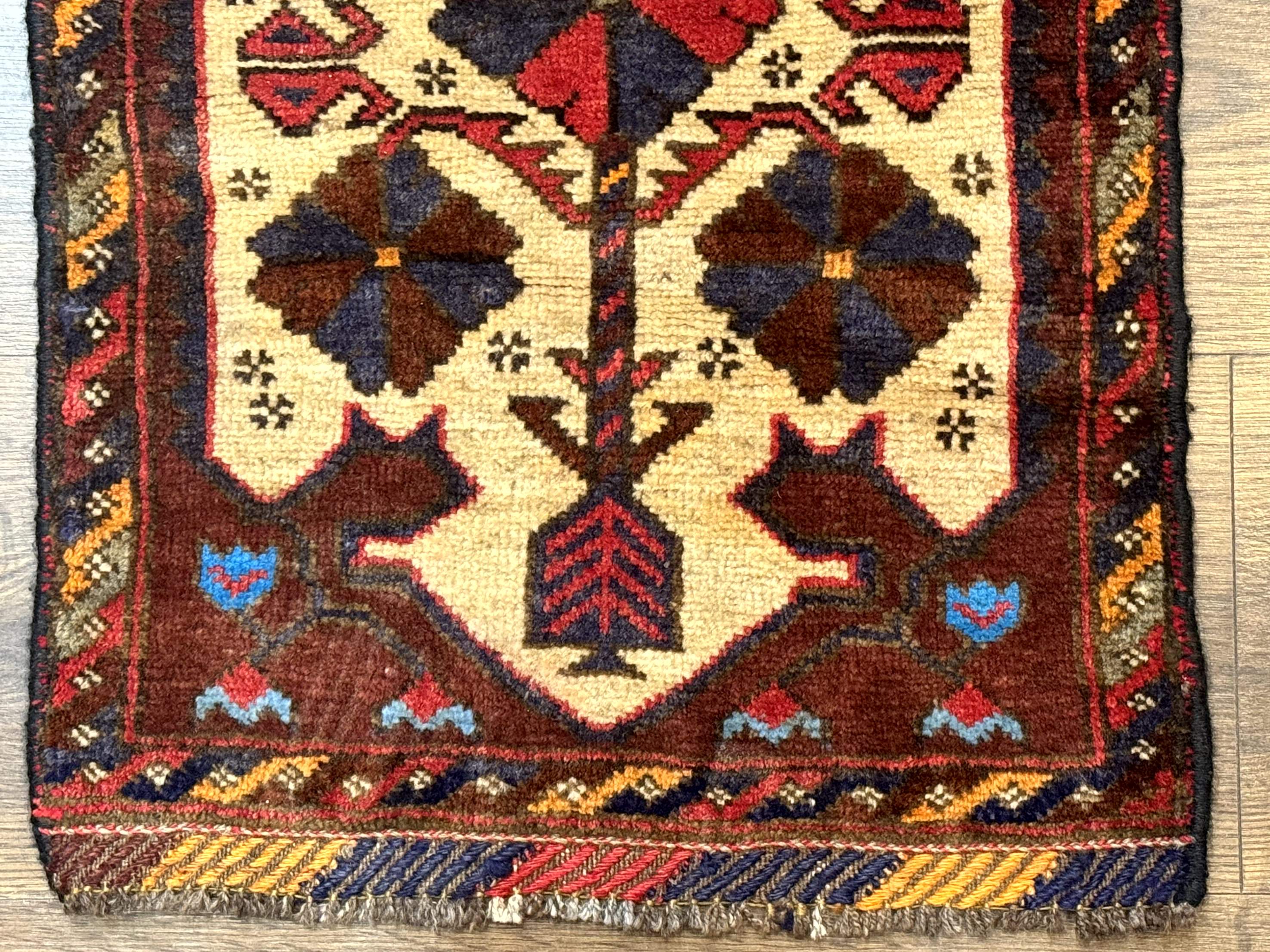 Small Persian Baluchi Tribal Rug, Tan, Handmade - Image 5