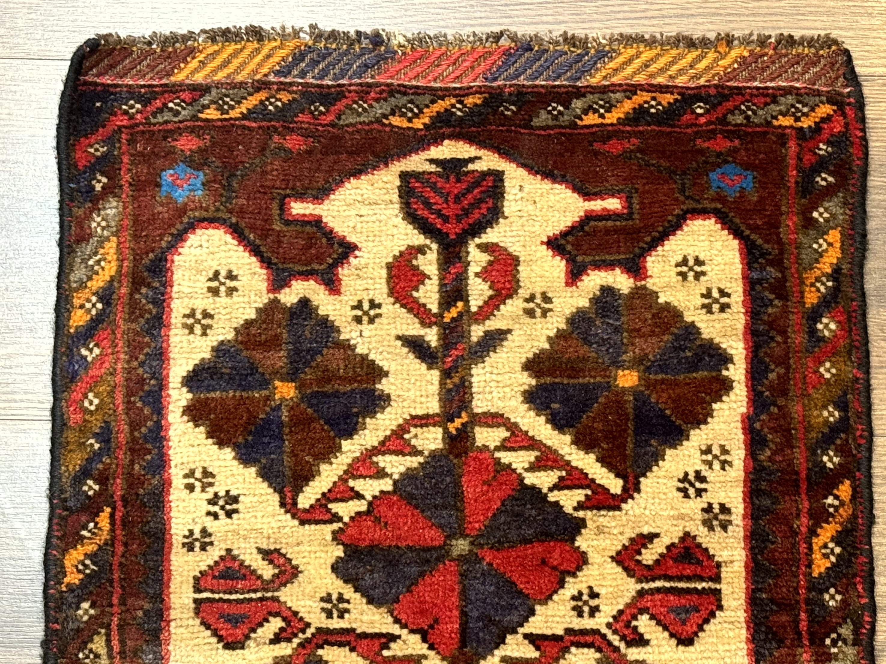 Small Persian Baluchi Tribal Rug, Tan, Handmade - Image 6