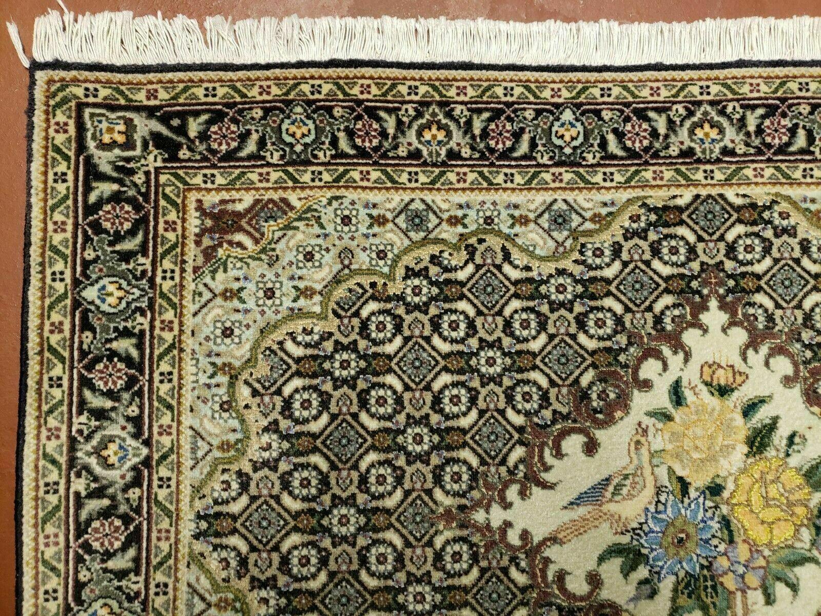 Small Persian Rug 2.4 x 3, Birds and Flowers, Finely Hand Knotted - Image 5