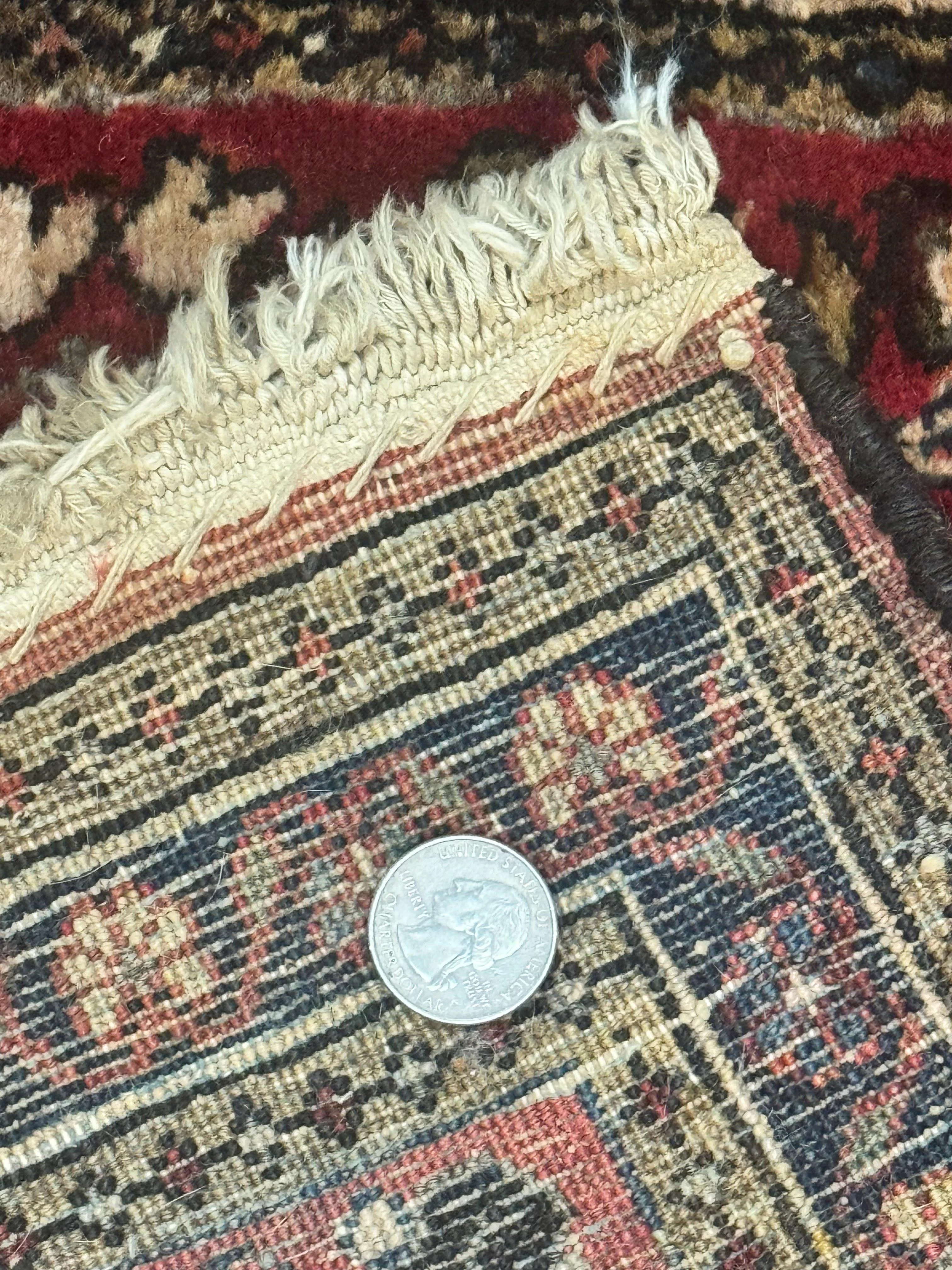 Small Persian Sarouk Rug 2x4, Floral, Red Hand Knotted Wool Traditional Oriental Carpet, Antique Persian Rug 2 x 4 - Image 9